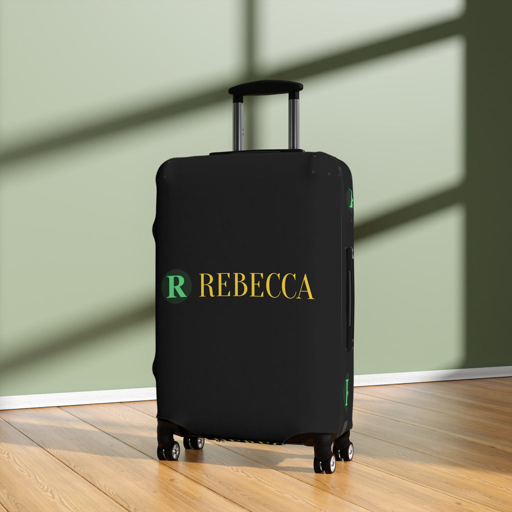 Personalized Rebecca Luggage Cover – Monogrammed Black Suitcase Protector