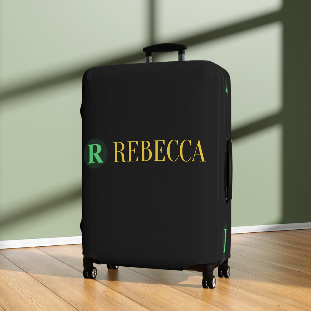 Personalized Rebecca Luggage Cover – Monogrammed Black Suitcase Protector