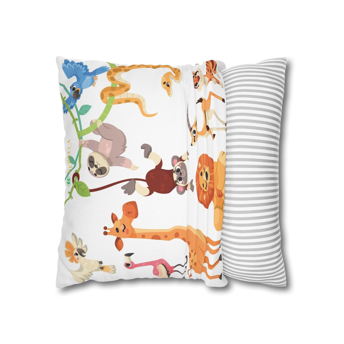 Cute Jungle Animals Throw Pillowcase — Personalized Kids Room Decor