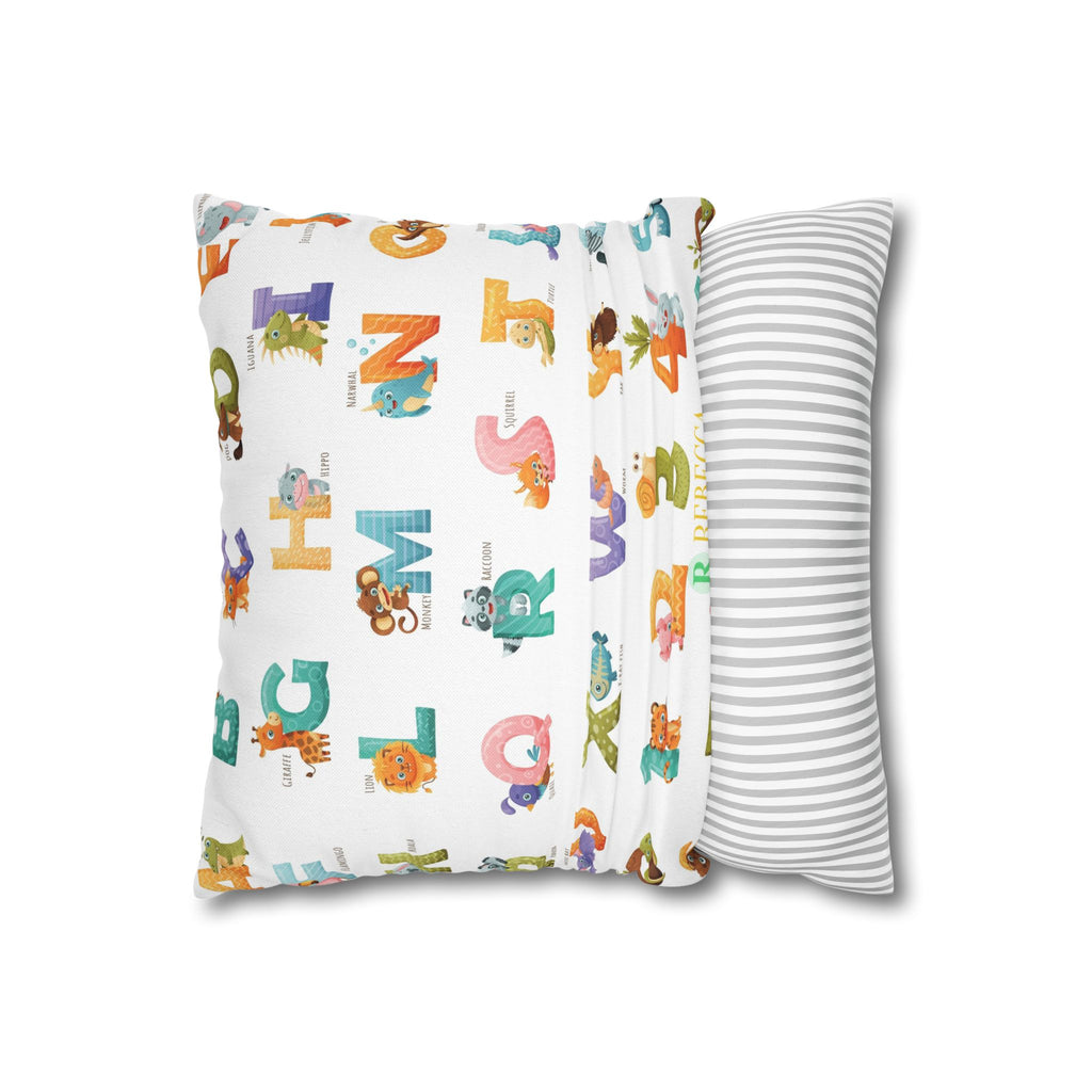 Alphabet Animal Kids Pillowcase – Colorful ABC & Numbers Nursery Cushion Cover