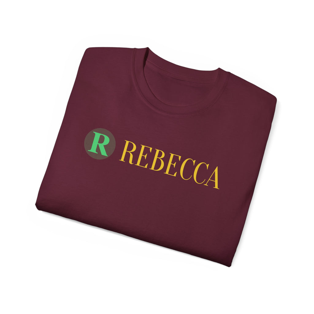 Personalized 'Rebecca' Name Tee — Simple Green & Gold Monogram T-Shirt