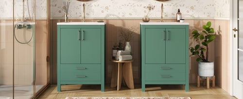 48'' Bathroom Vanity with Ceramic Sink Combo, Modern Freestanding