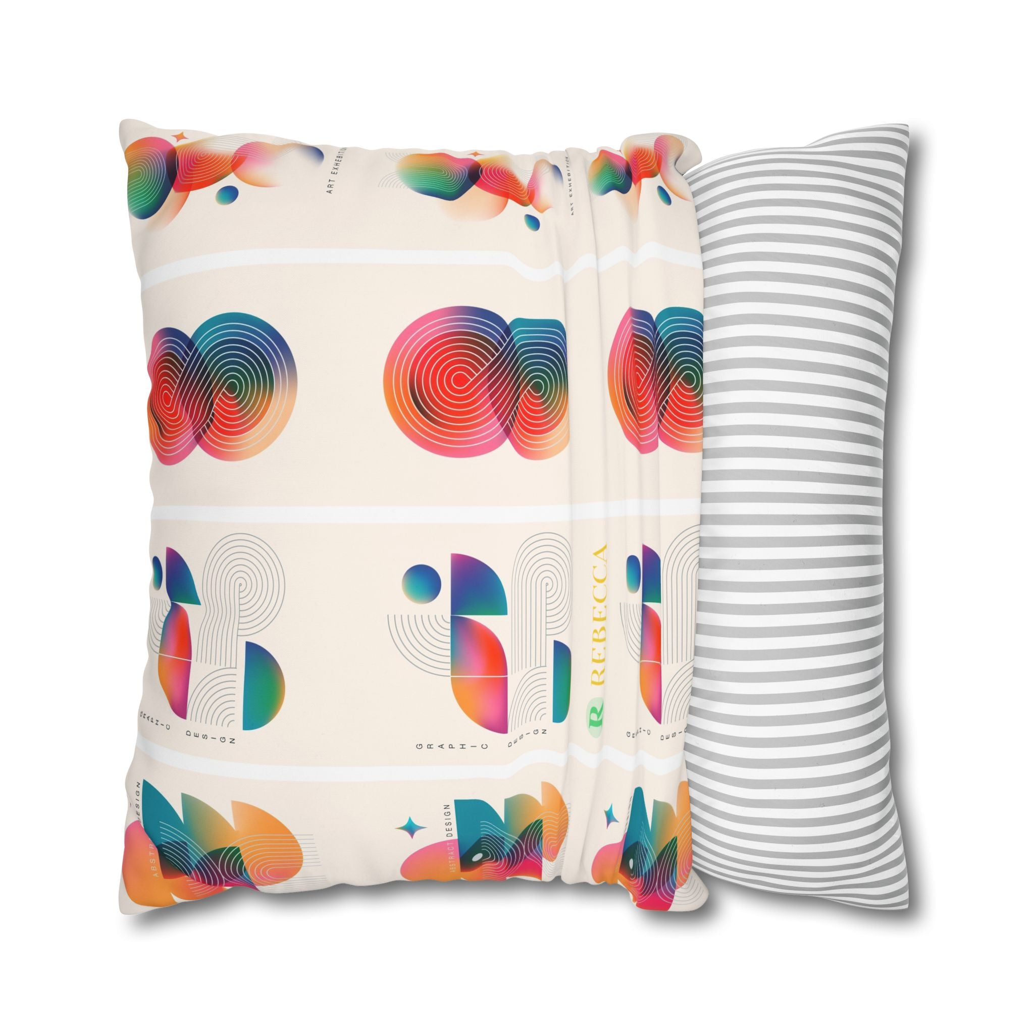 Personalized Geometric Art Square Pillowcase — Custom Name Modern Decorative Throw Pillow Cover