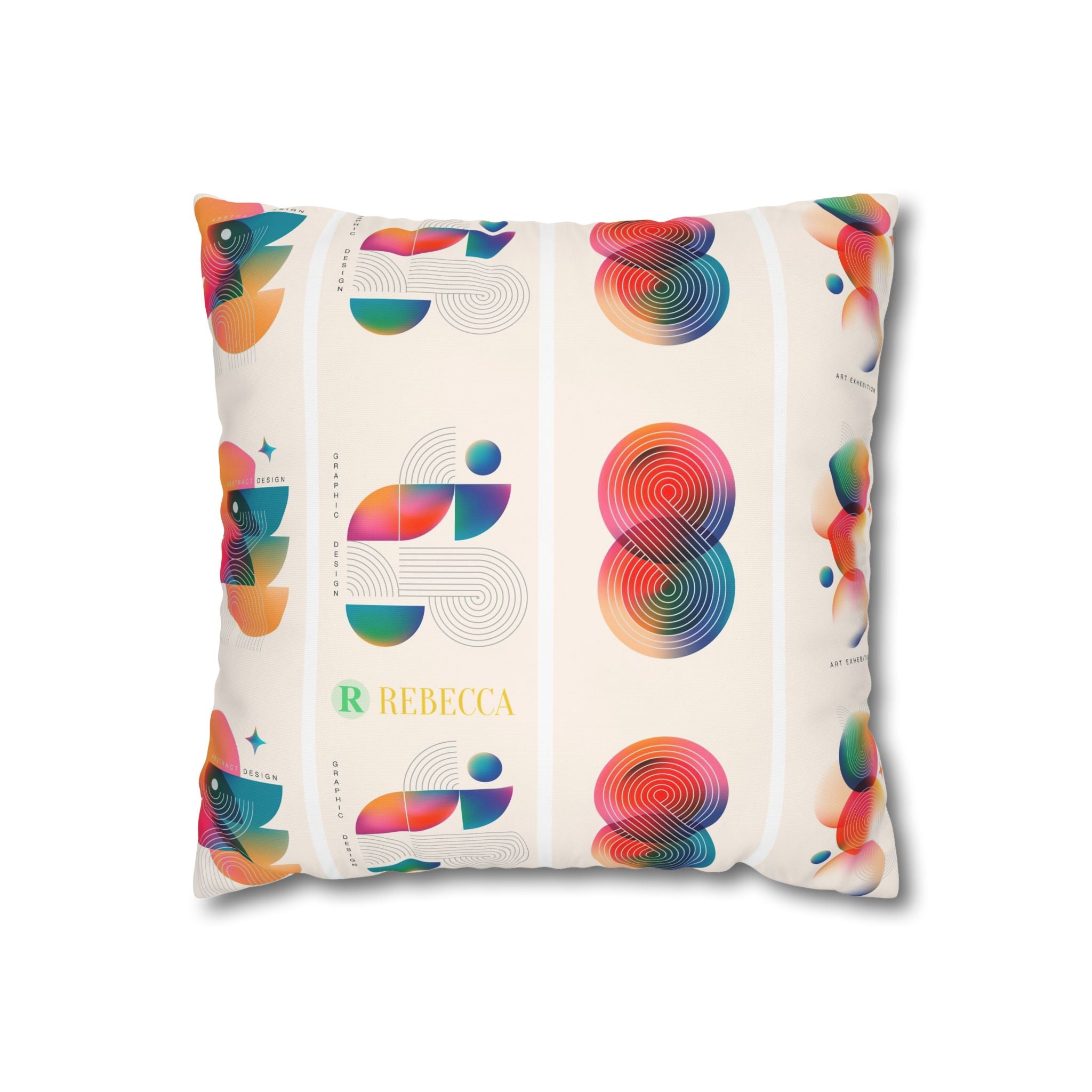 Personalized Geometric Art Square Pillowcase — Custom Name Modern Decorative Throw Pillow Cover