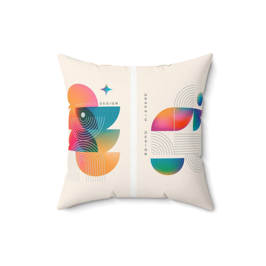 Abstract Rainbow Geometric Square Pillow — Modern Colorful Decorative Cushion
