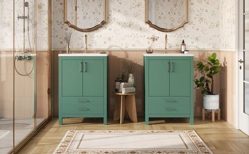 48'' Bathroom Vanity with Ceramic Sink Combo, Modern Freestanding