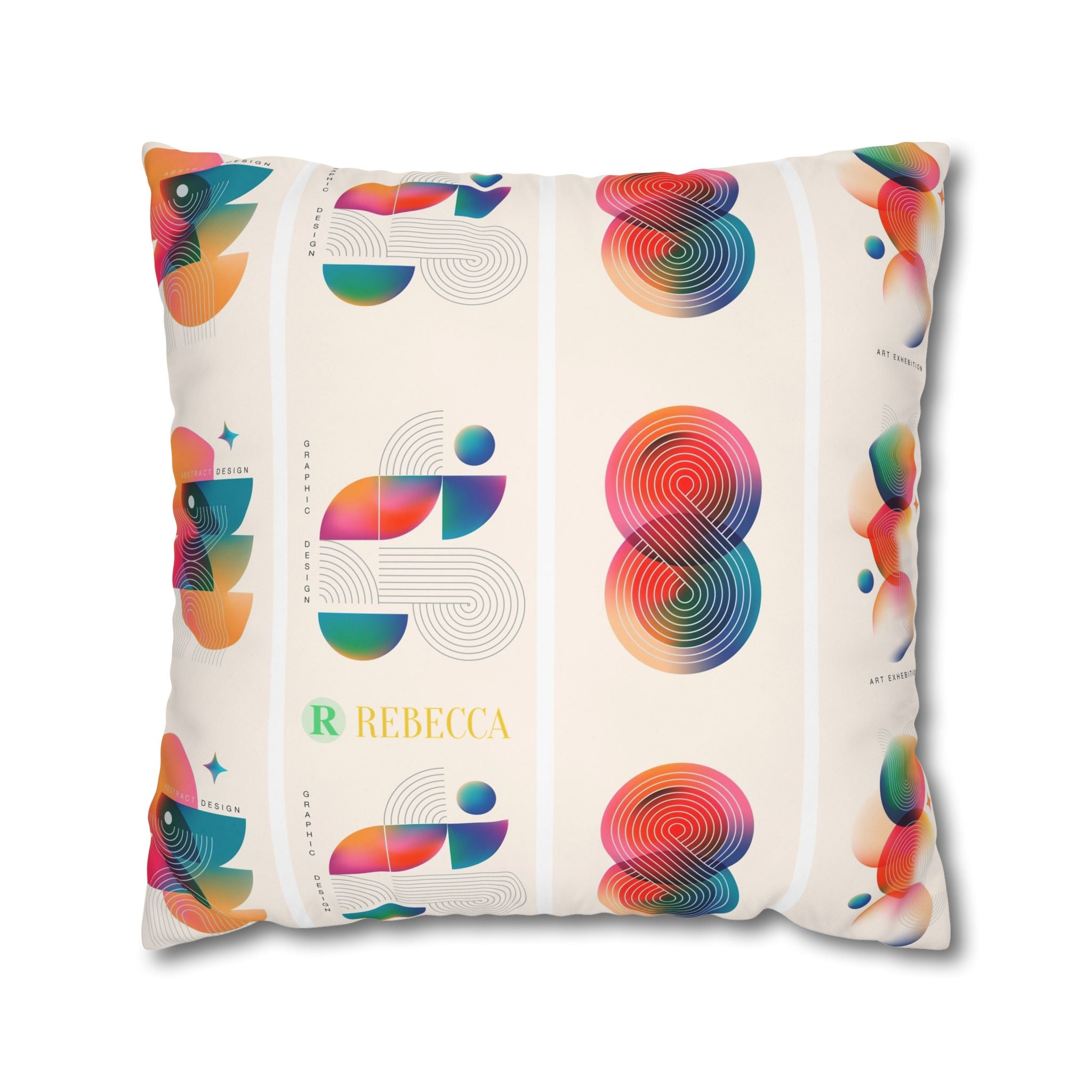 Personalized Geometric Art Square Pillowcase — Custom Name Modern Decorative Throw Pillow Cover