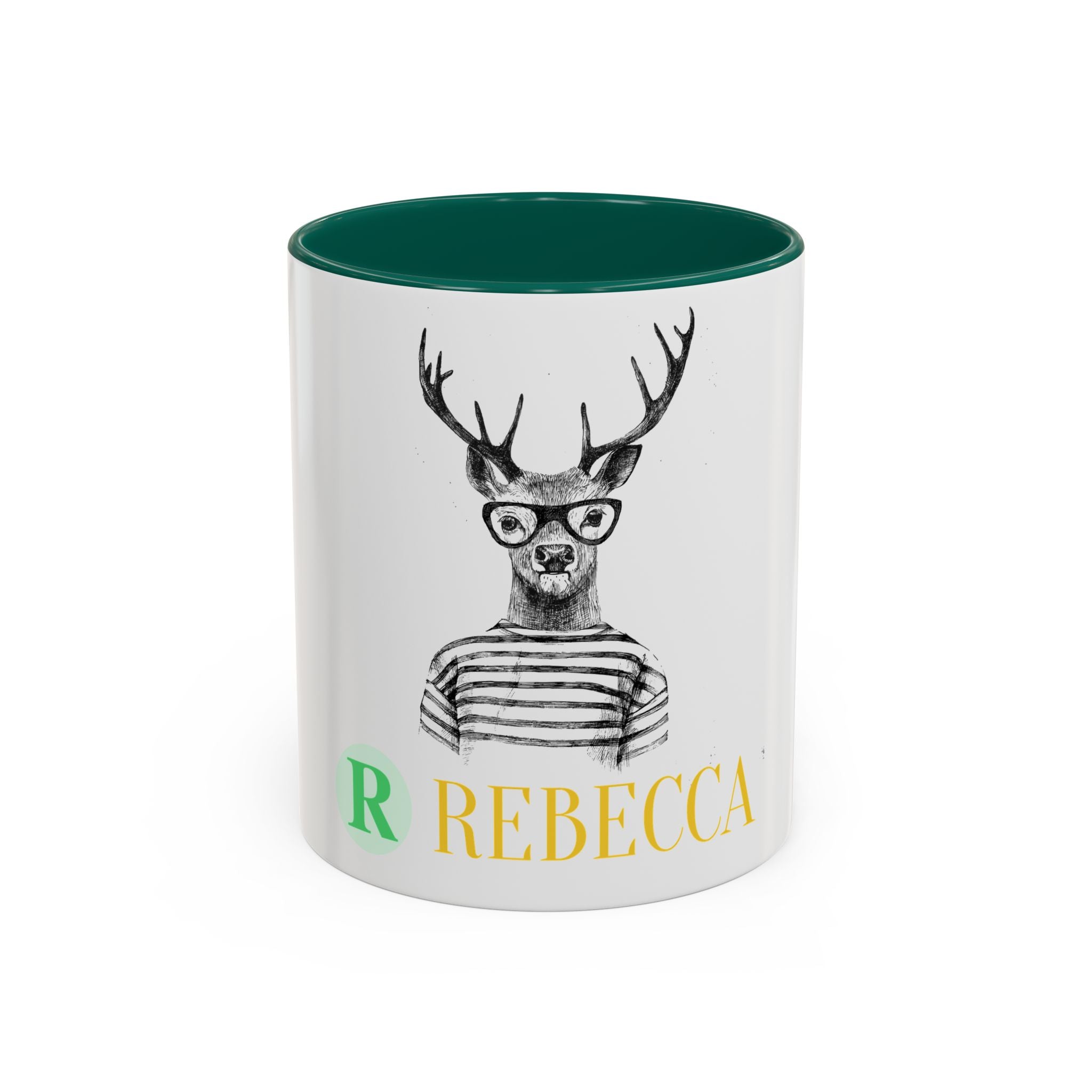 Personalized Deer Head Mug — Custom Name Colorful Ceramic Coffee Cup (11oz/15oz)