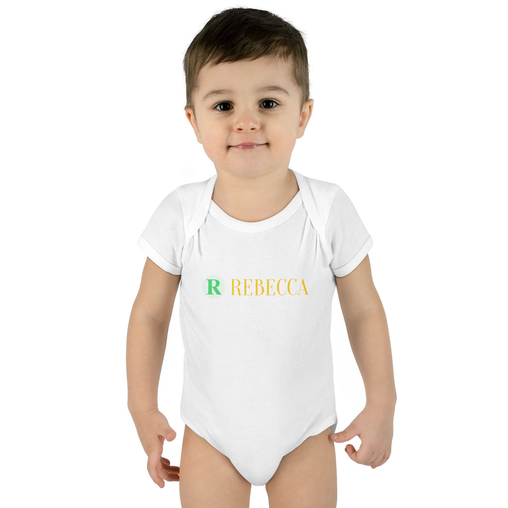 Personalized Infant Bodysuit - Monogram "R Rebecca" Baby Onesie, Newborn Gift