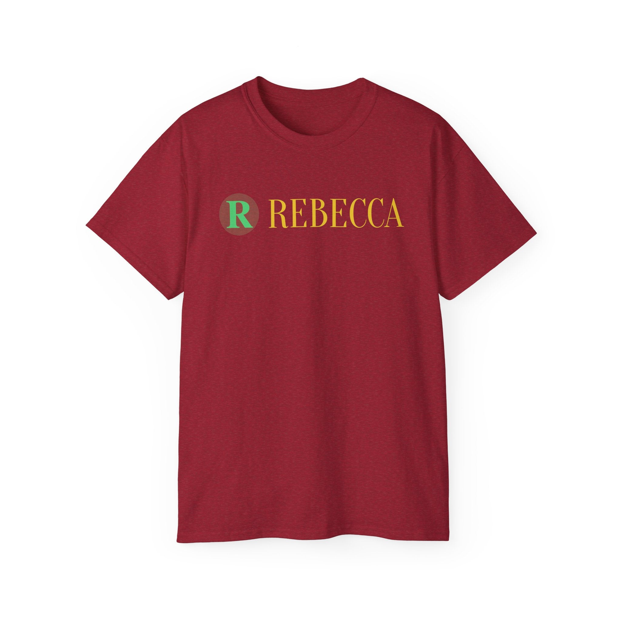 Personalized 'Rebecca' Name Tee — Simple Green & Gold Monogram T-Shirt