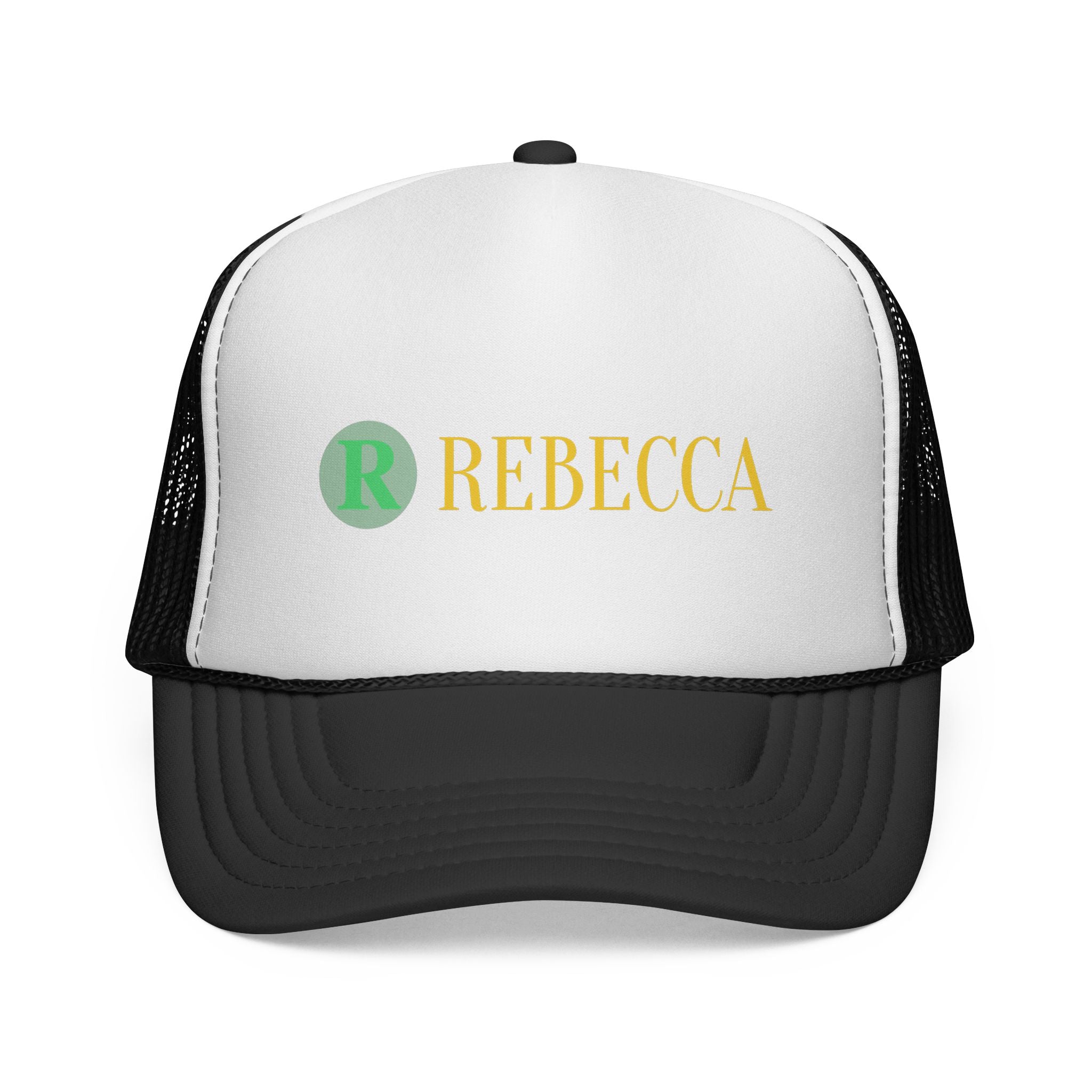 Rebecca Personalized Trucker Cap – Monogram R Logo Mesh Baseball Hat