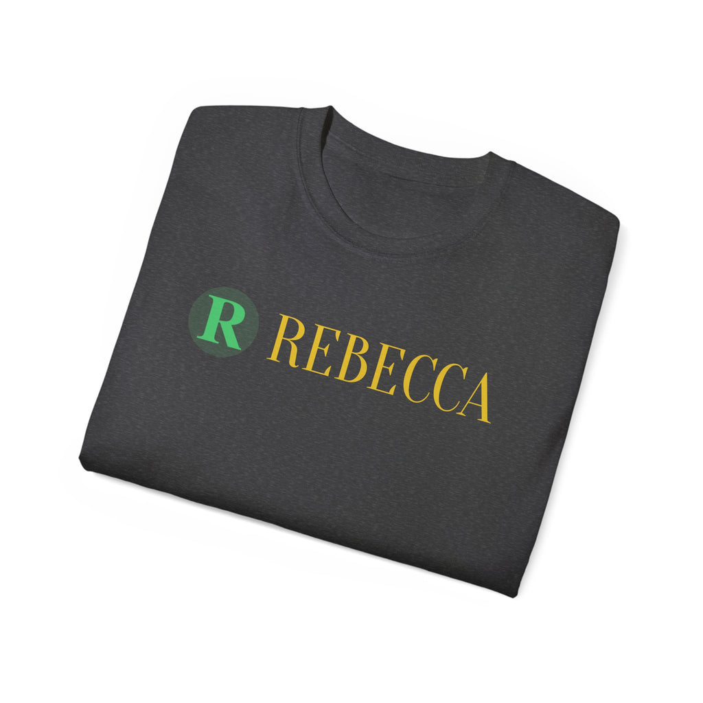 Personalized 'Rebecca' Name Tee — Simple Green & Gold Monogram T-Shirt