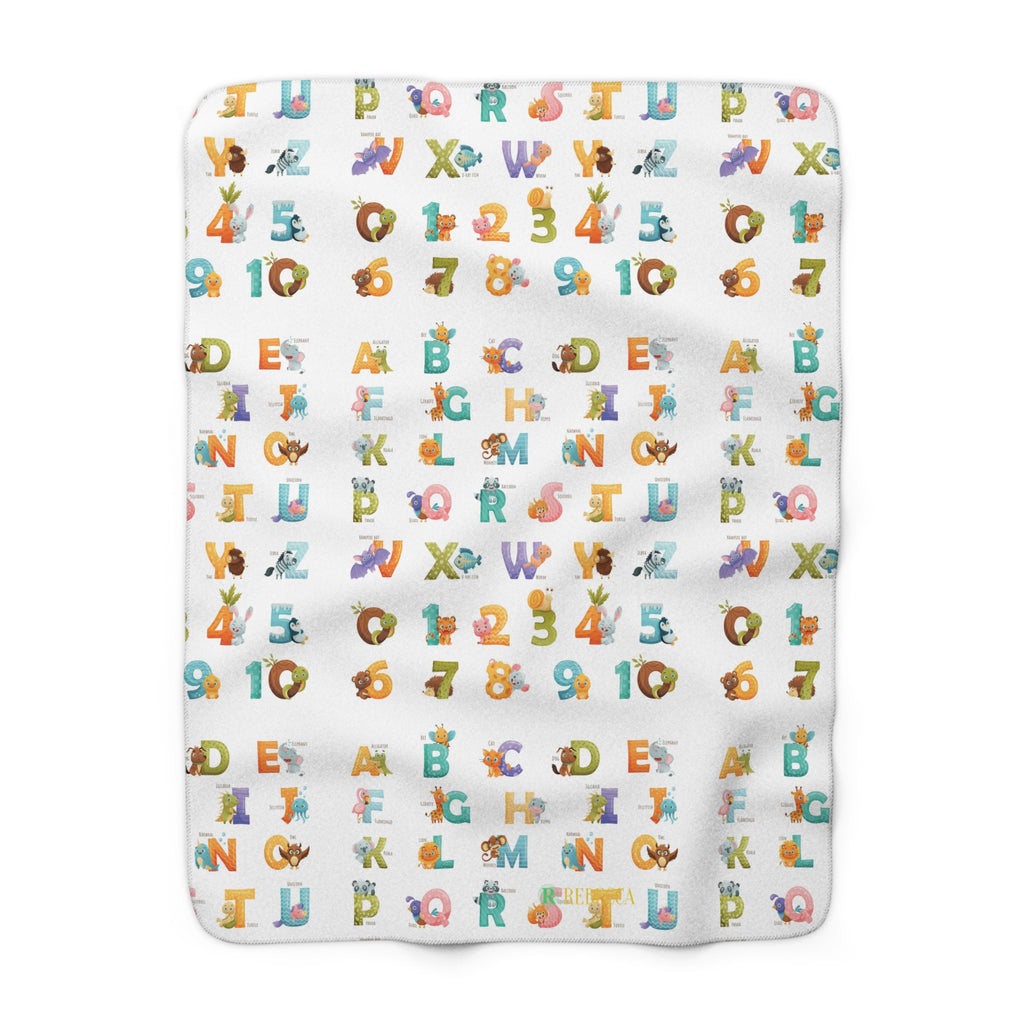 Kids Alphabet & Numbers Sherpa Blanket — Soft Educational Baby Throw