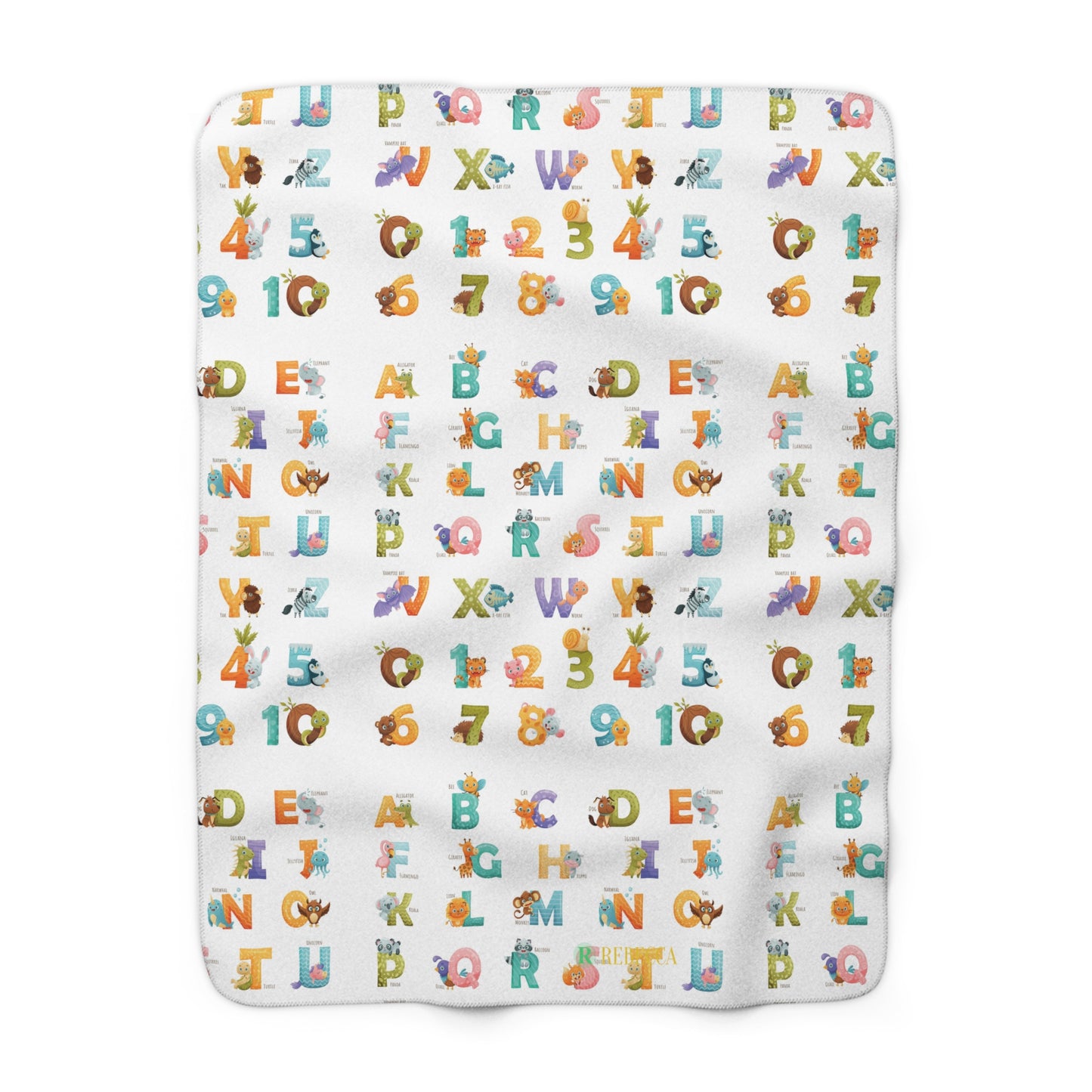 Kids Alphabet & Numbers Sherpa Blanket — Soft Educational Baby Throw