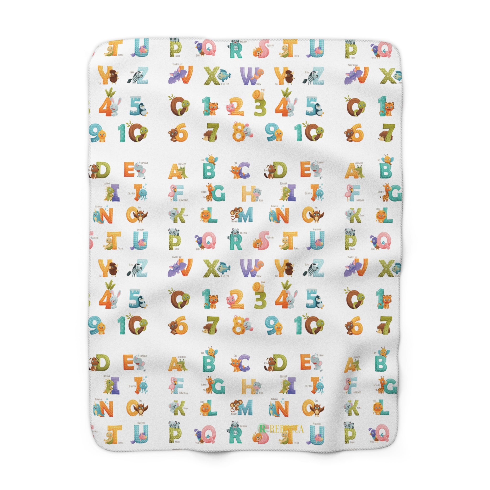 Kids Alphabet & Numbers Sherpa Blanket — Soft Educational Baby Throw