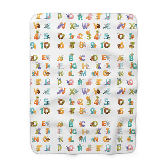 Kids Alphabet & Numbers Sherpa Blanket — Soft Educational Baby Throw