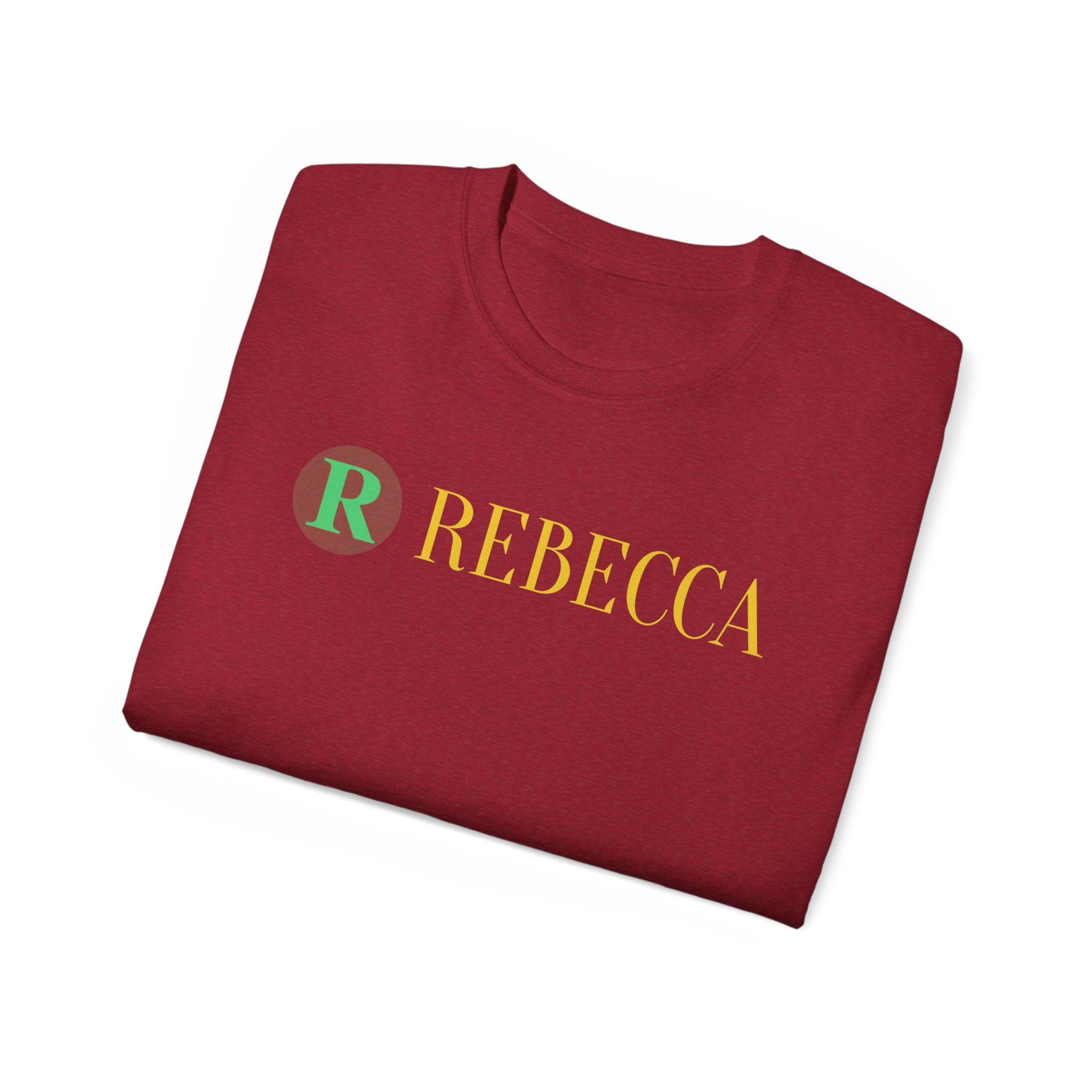 Personalized 'Rebecca' Name Tee — Simple Green & Gold Monogram T-Shirt
