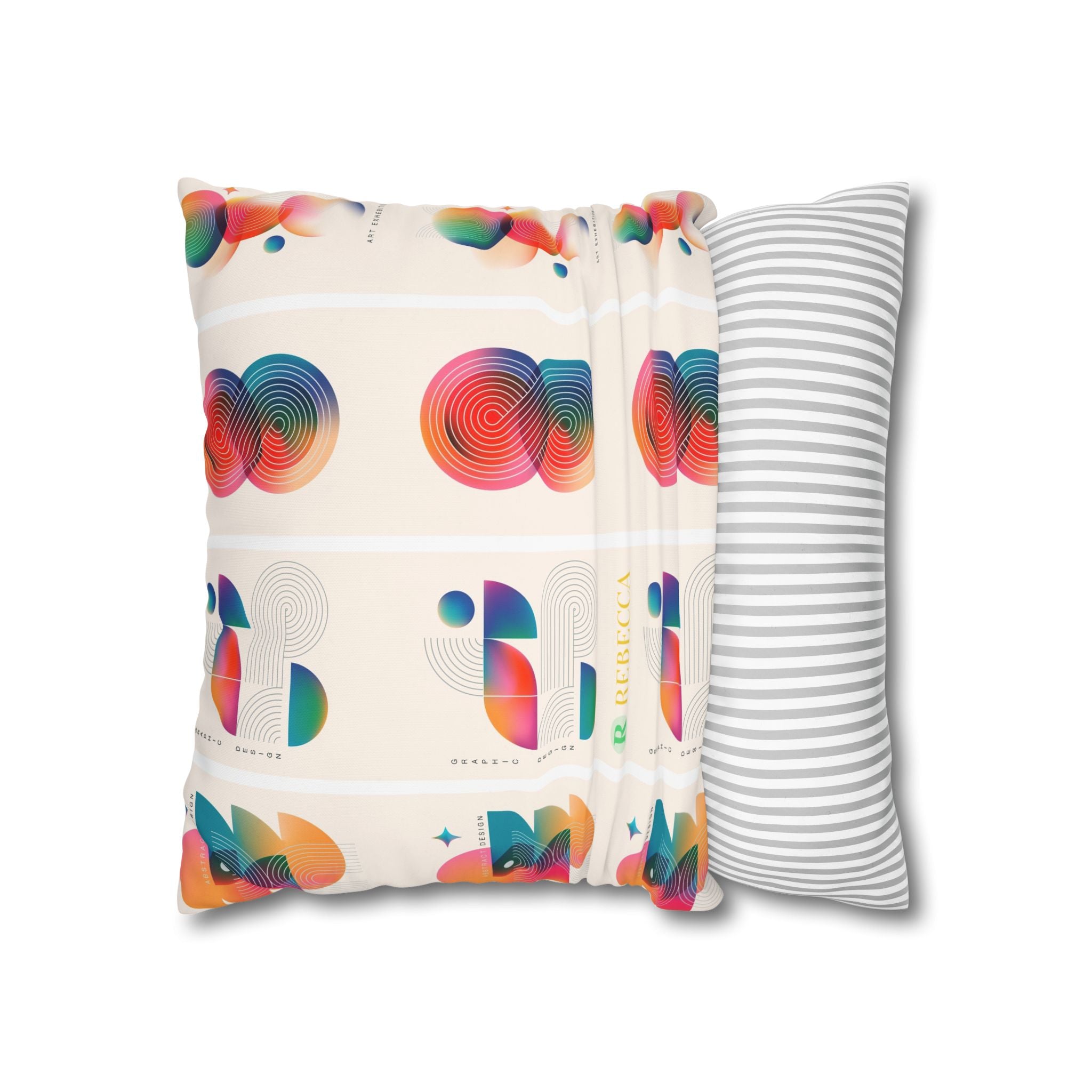 Personalized Geometric Art Square Pillowcase — Custom Name Modern Decorative Throw Pillow Cover