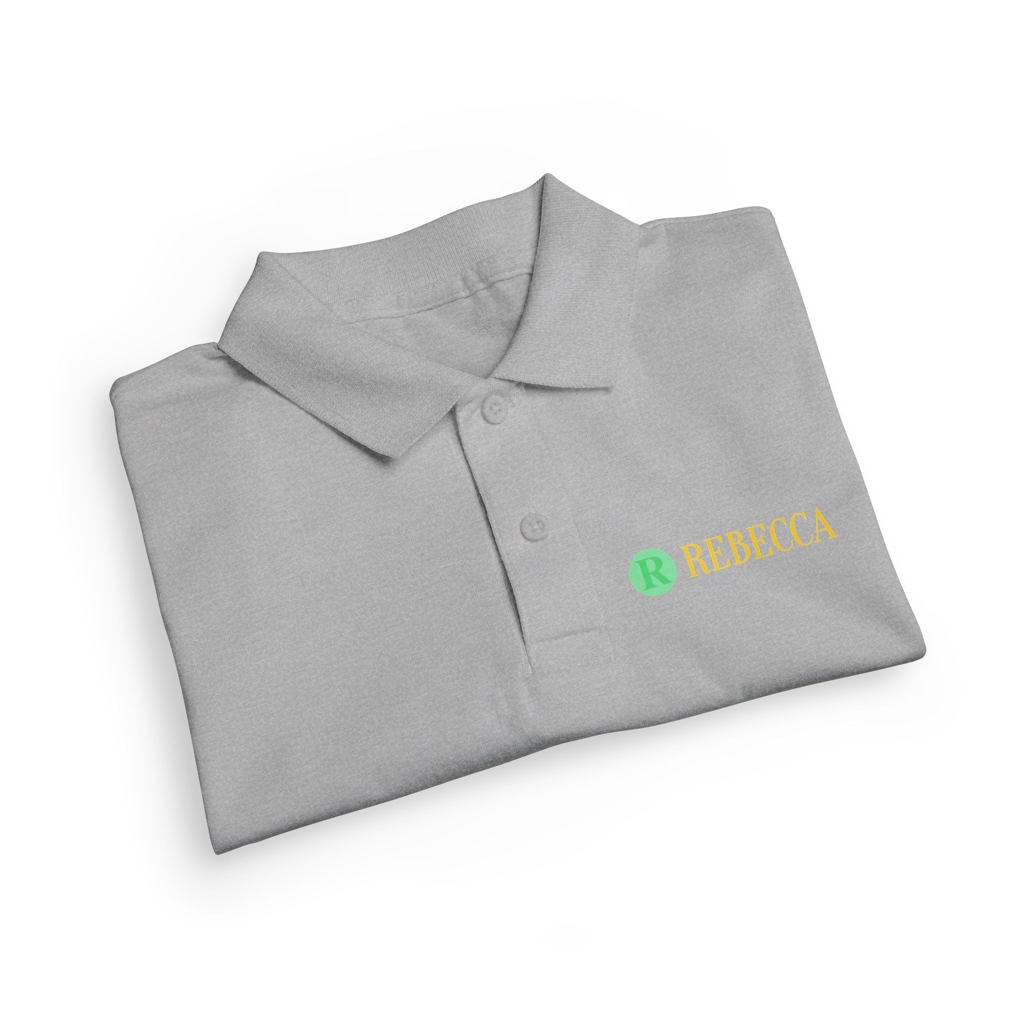 Youth Polo — Personalized ‘Rebecca’ Green Smiley Logo