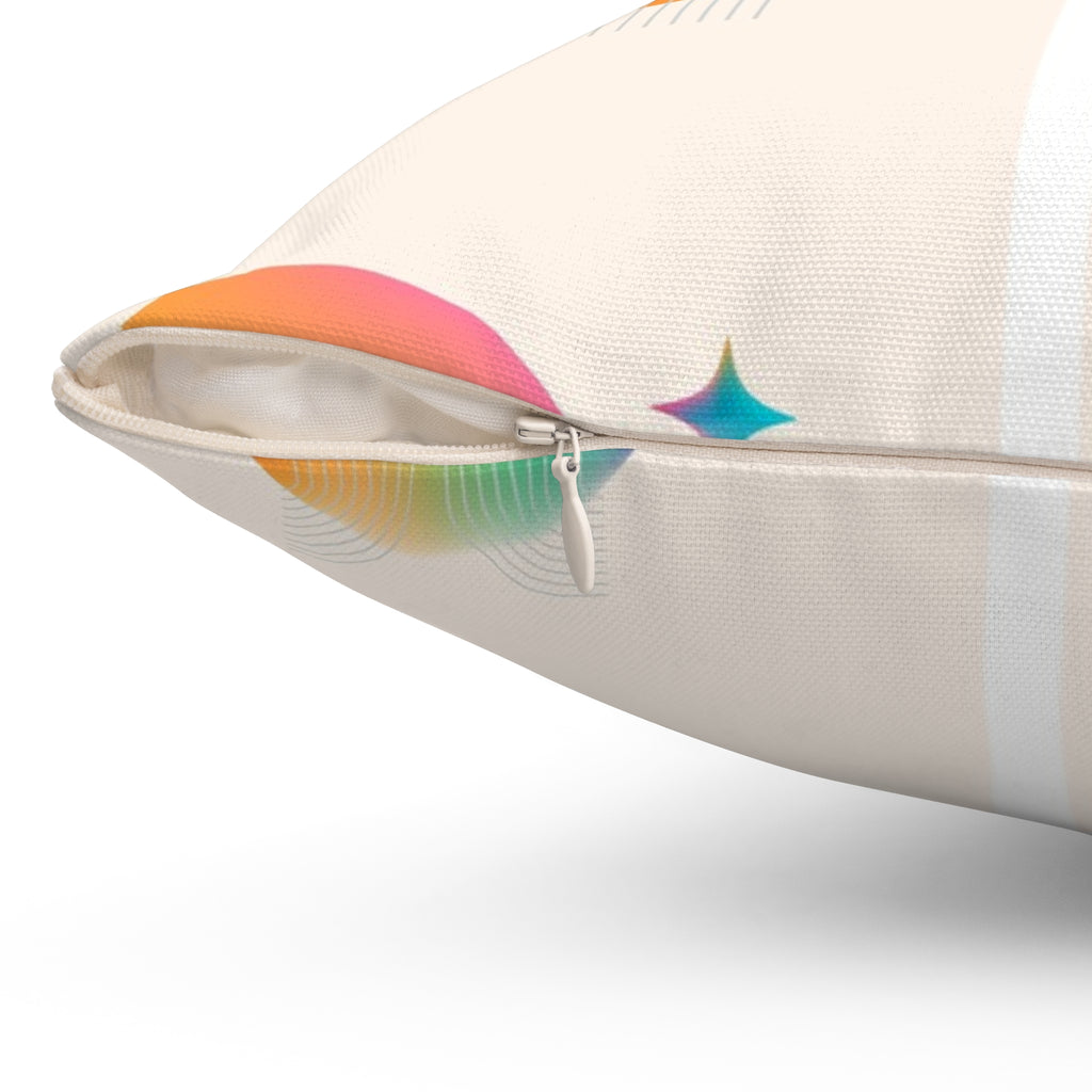 Abstract Rainbow Geometric Square Pillow — Modern Colorful Decorative Cushion