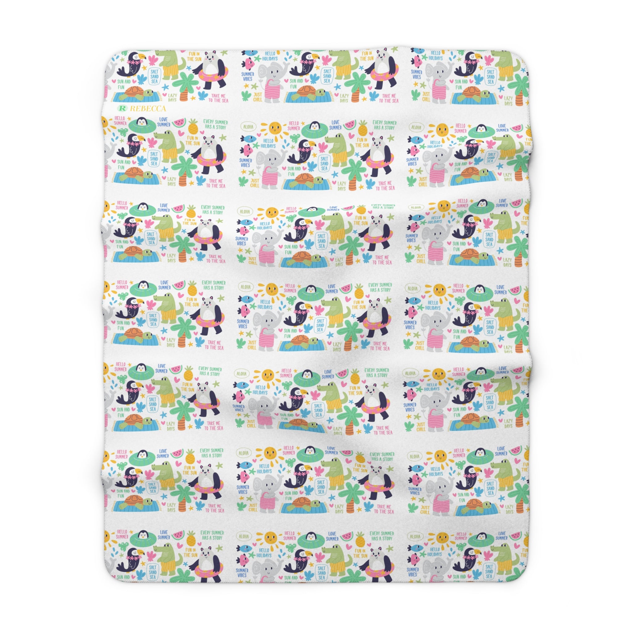 Sherpa Blanket – Cute Tropical Animals Pattern, Cozy Fleece Throw for Kids & Nursery