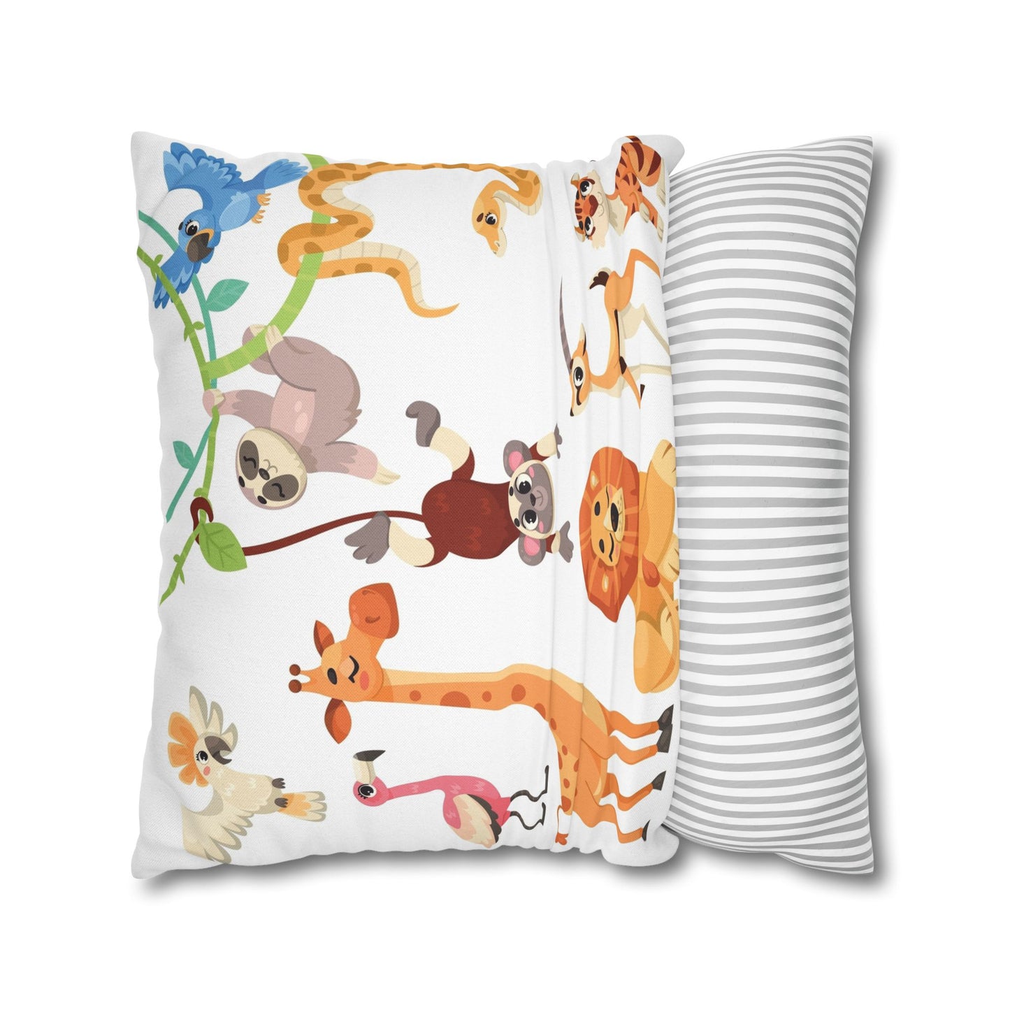 Cute Jungle Animals Throw Pillowcase — Personalized Kids Room Decor