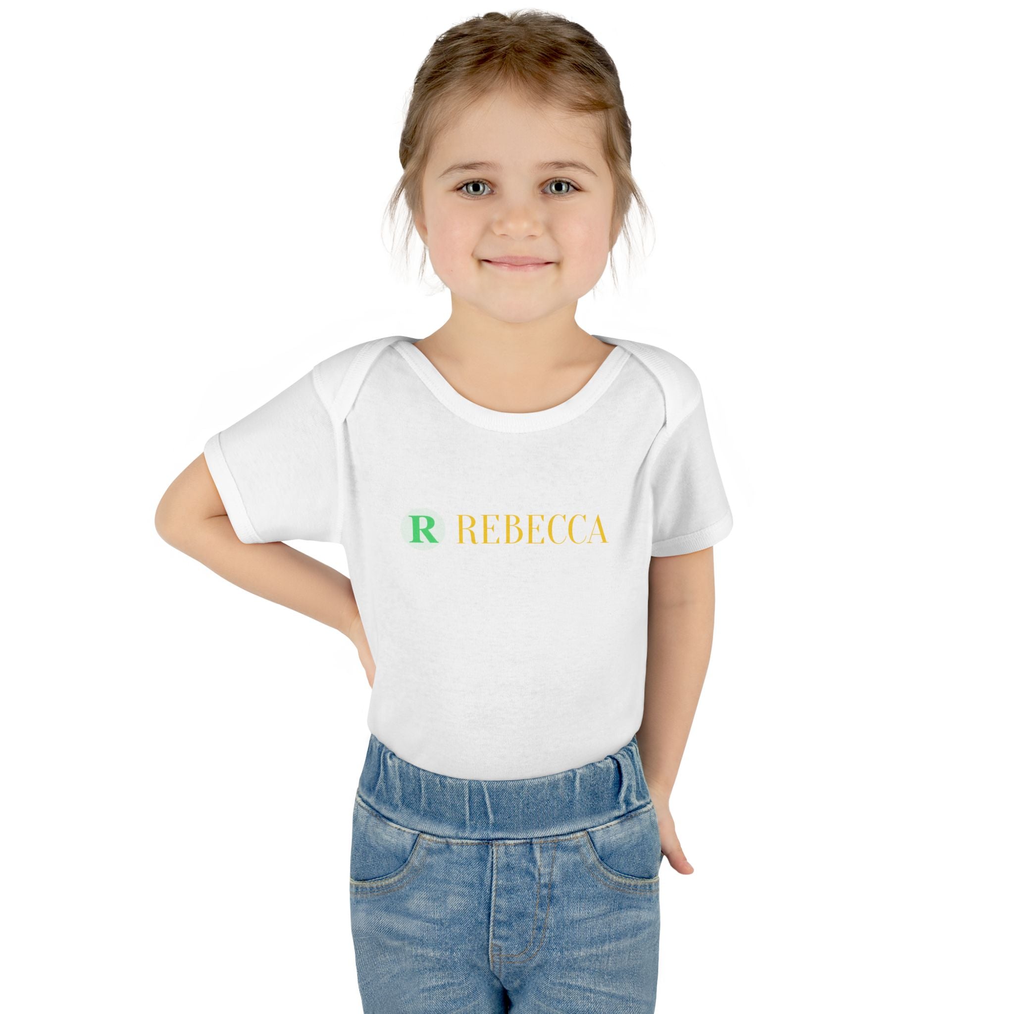Personalized Infant Bodysuit - Monogram "R Rebecca" Baby Onesie, Newborn Gift