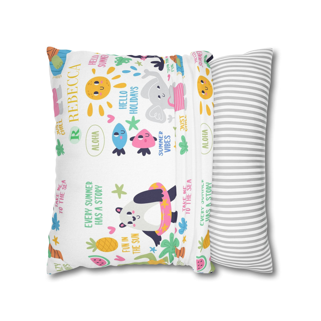 Cute Summer Animal Pattern Pillowcase — Personalized 'Rebecca' Tropical Throw Pillow Cover