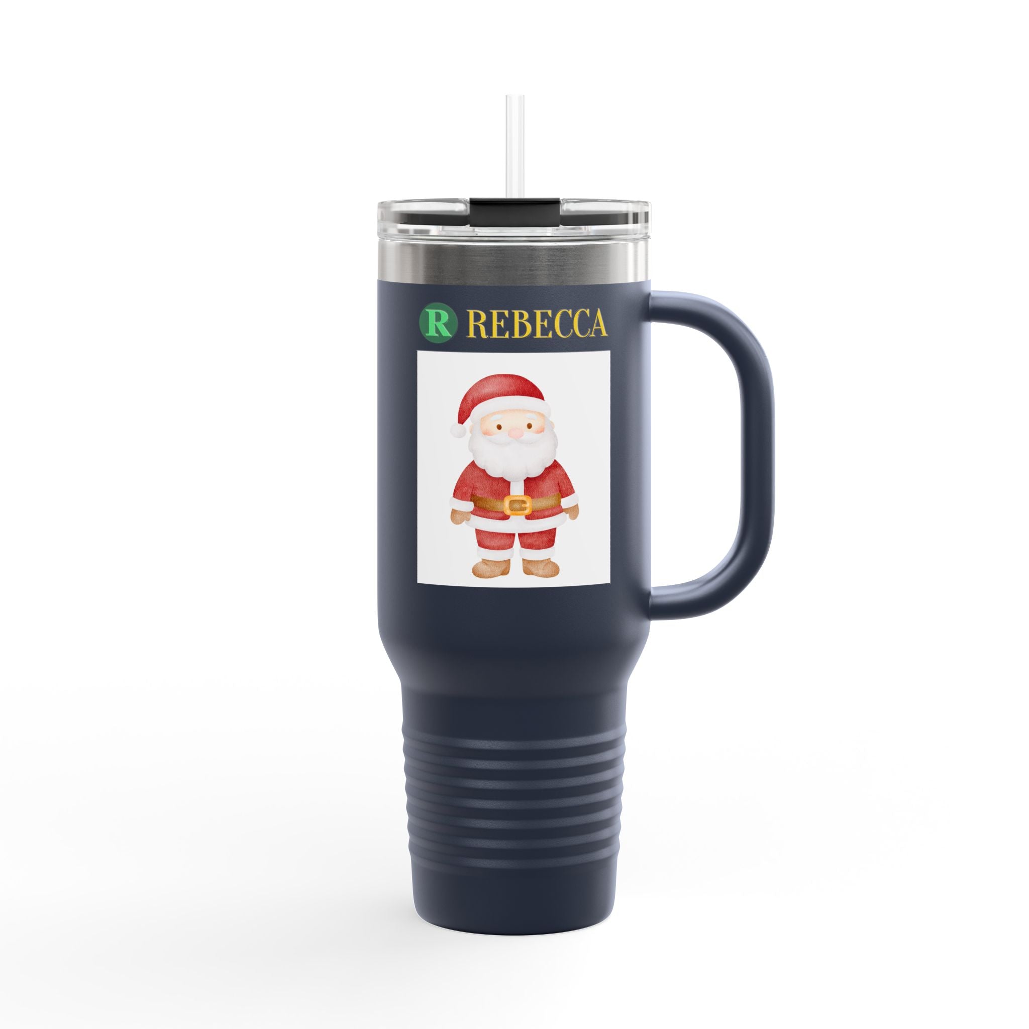 40oz Insulated Travel Mug — Cute Santa Christmas Design