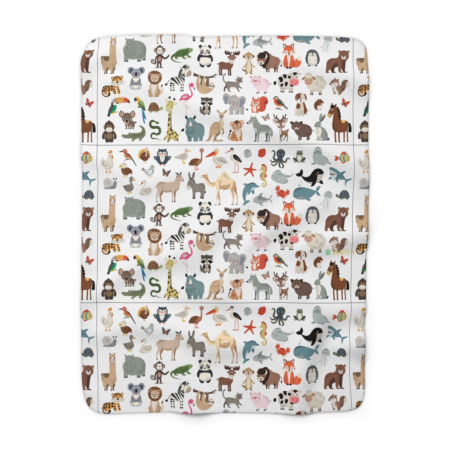 Cute Animal Pattern Sherpa Blanket — Soft Cozy Throw for Kids & Nursery