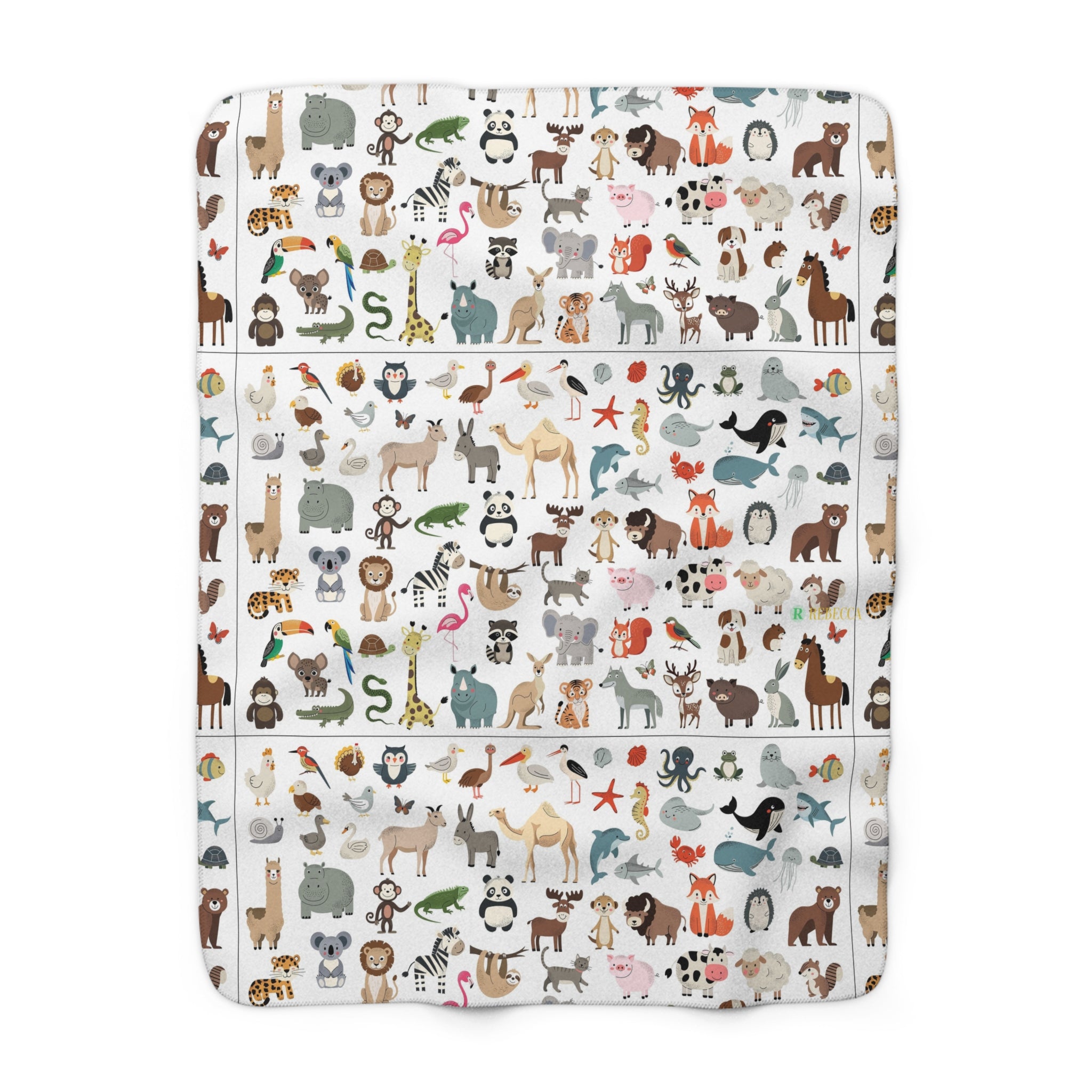 Cute Animal Pattern Sherpa Blanket — Soft Cozy Throw for Kids & Nursery
