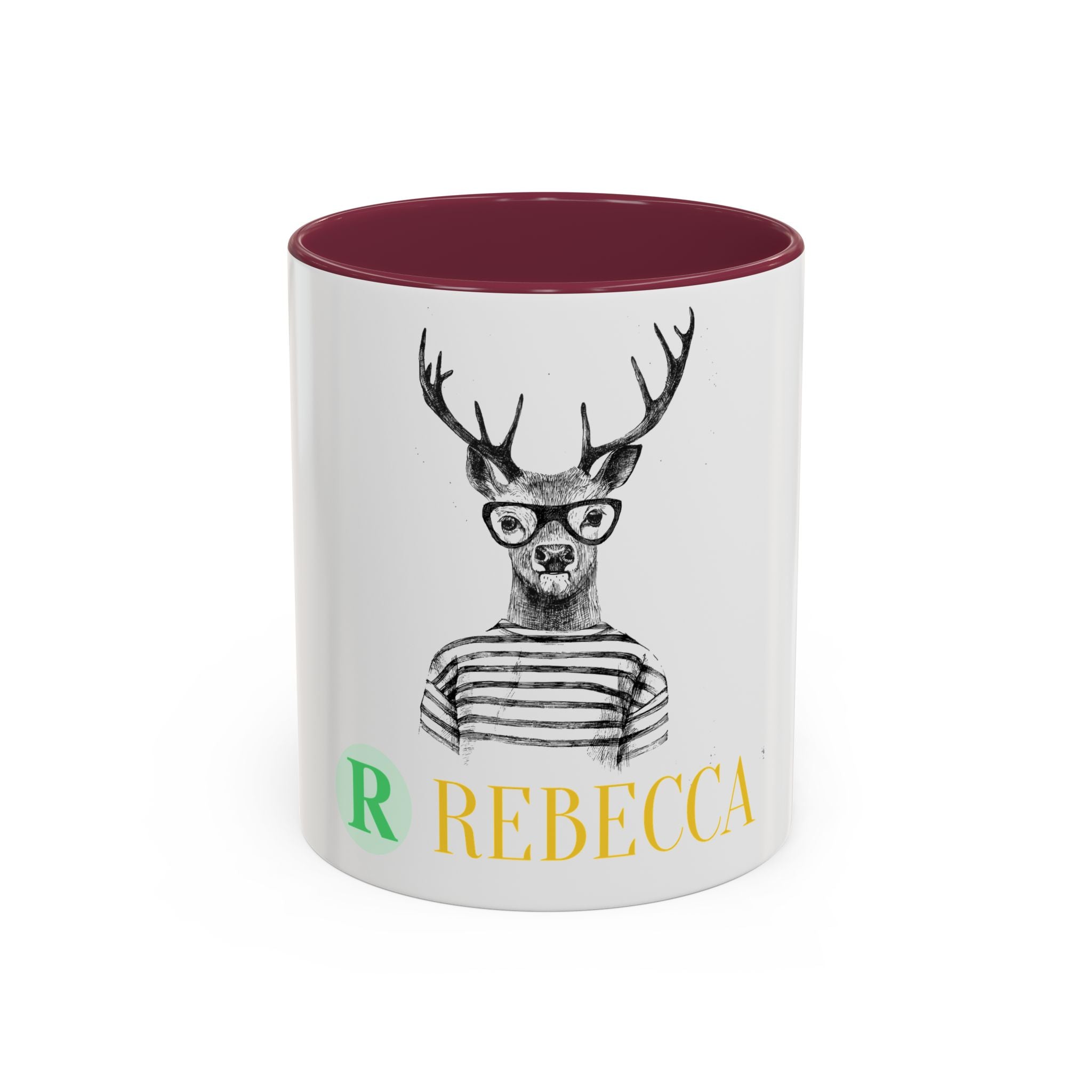 Personalized Deer Head Mug — Custom Name Colorful Ceramic Coffee Cup (11oz/15oz)