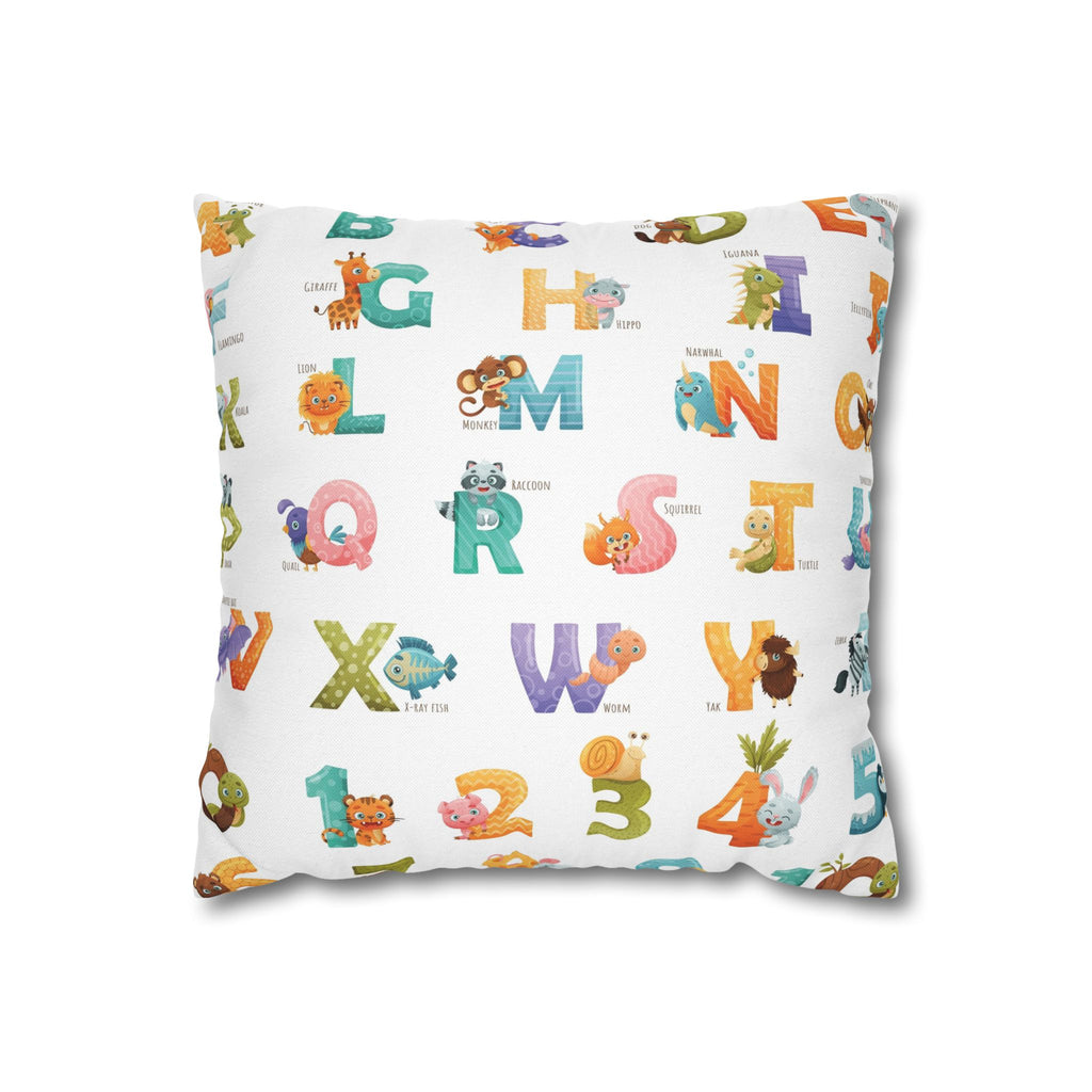 Alphabet Animal Kids Pillowcase – Colorful ABC & Numbers Nursery Cushion Cover