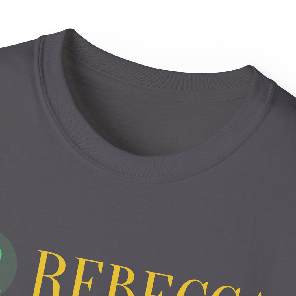 Personalized 'Rebecca' Name Tee — Simple Green & Gold Monogram T-Shirt