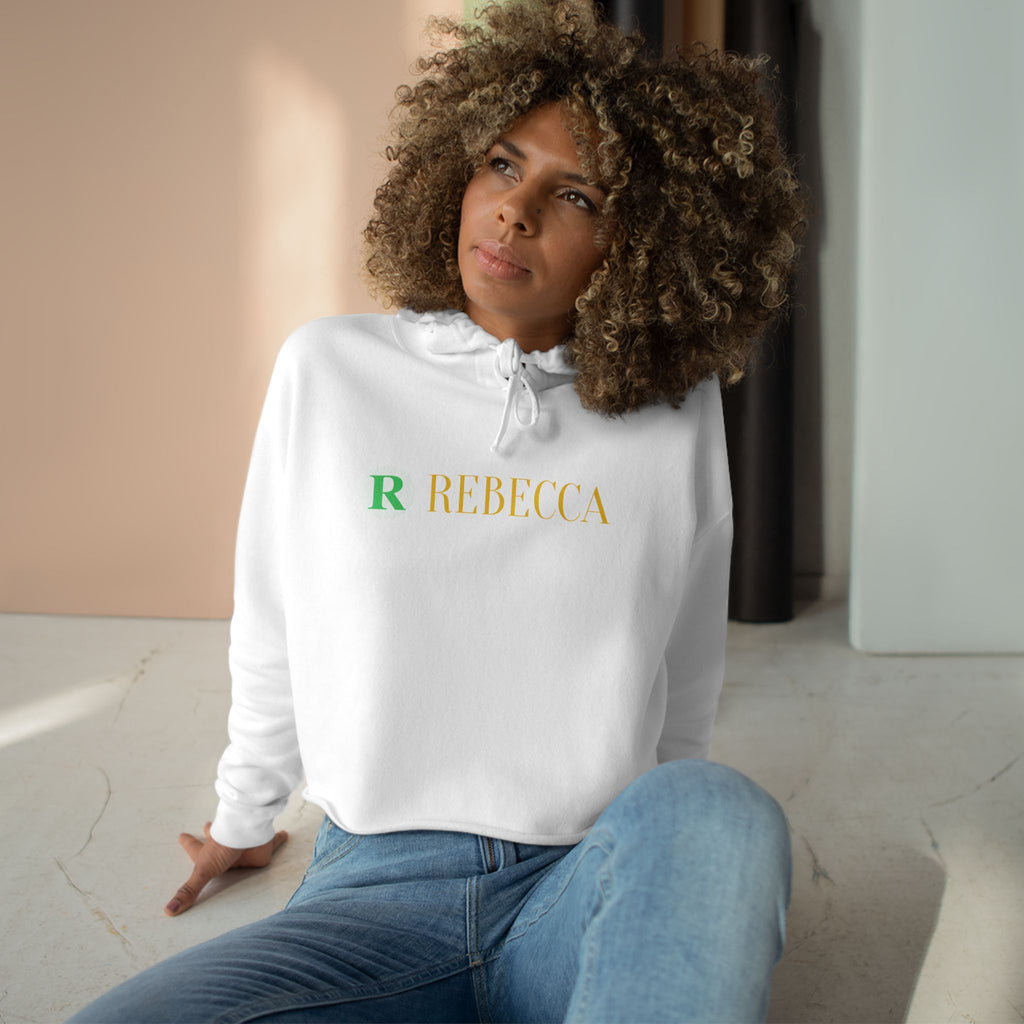 Personalized 'Rebecca' Crop Hoodie — Minimal Initial & Name Design, Casual Everyday Wear