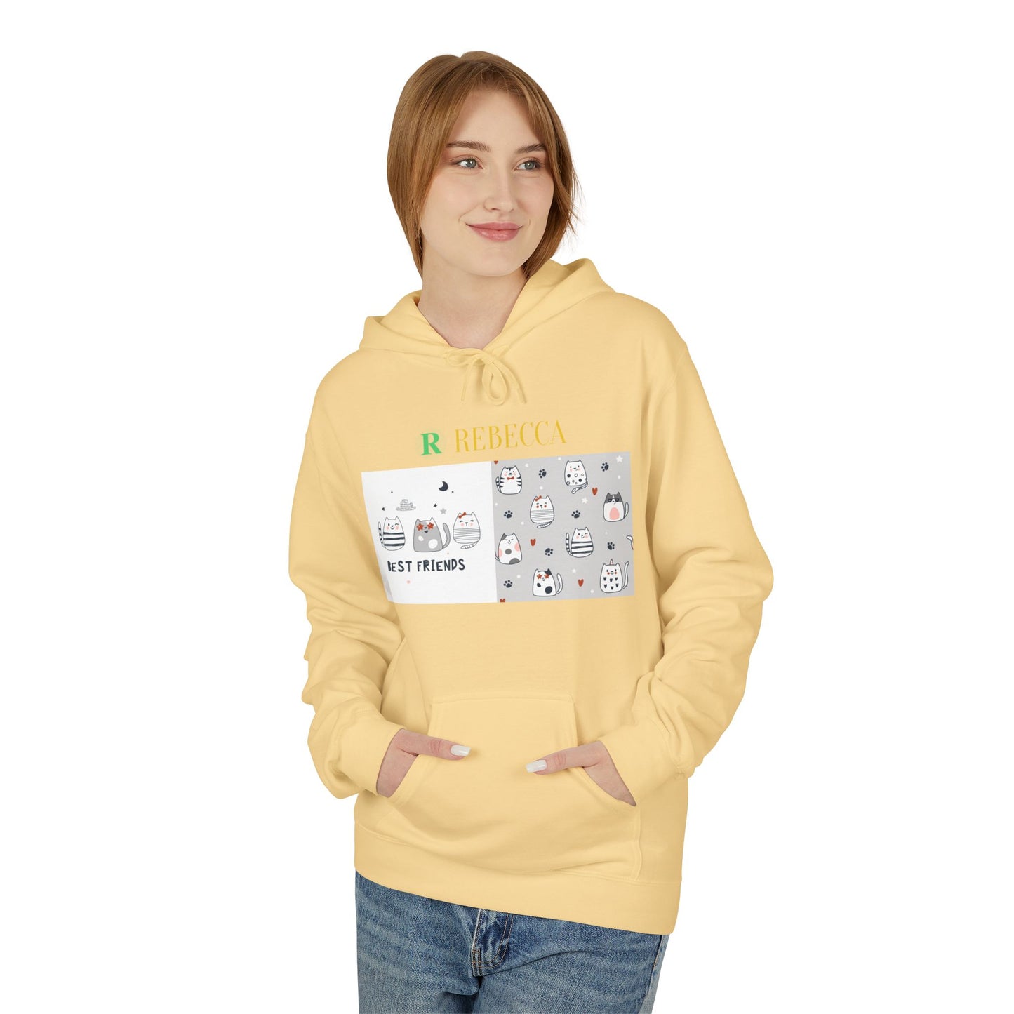 Best Friends Kawaii Cat Hoodie — Cute Cartoon Cat & Cupcake Graphic