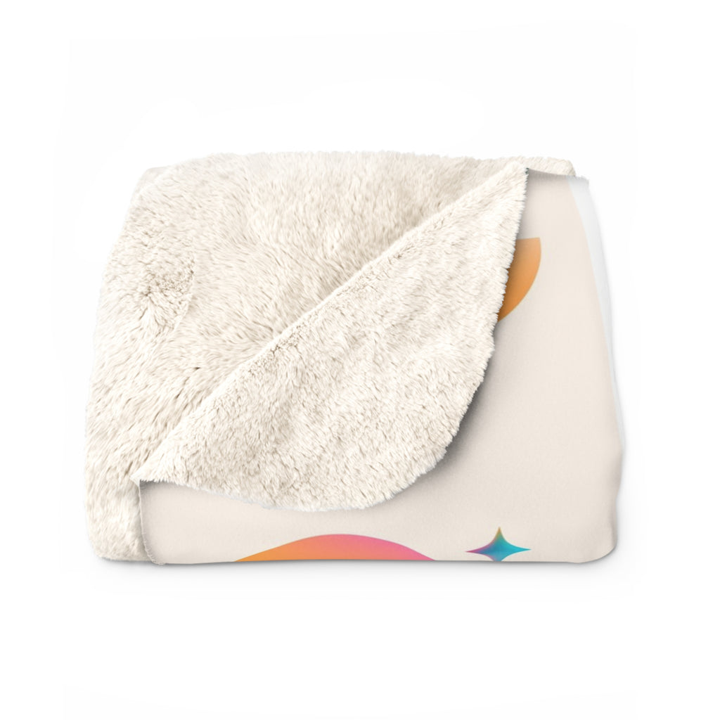 Geometric Rainbow Sherpa Fleece Blanket — Cozy Abstract Shape Throw