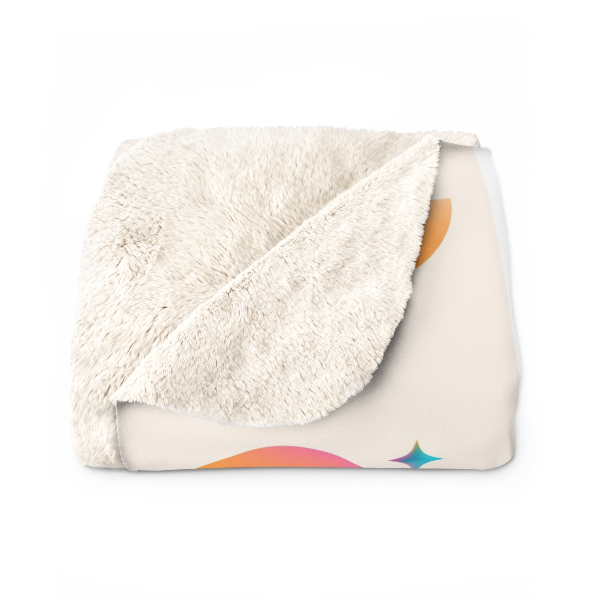 Geometric Rainbow Sherpa Fleece Blanket — Cozy Abstract Shape Throw