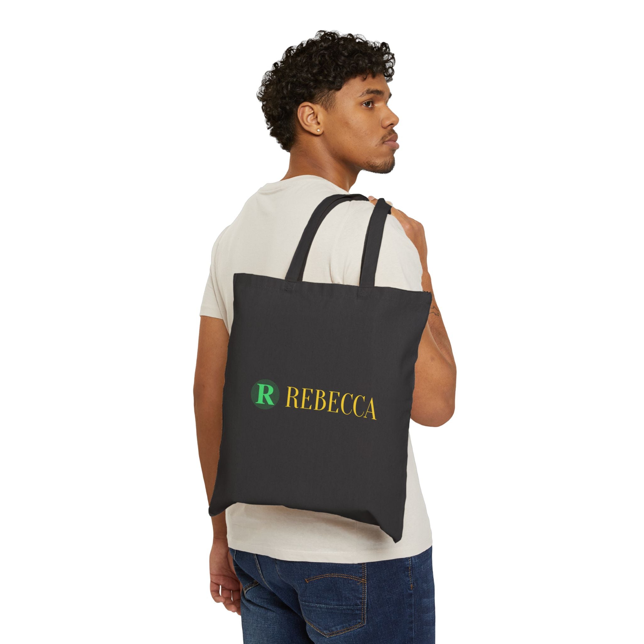 Personalized Rebecca Cotton Tote Bag — Monogram Initial & Name Canvas Shopper