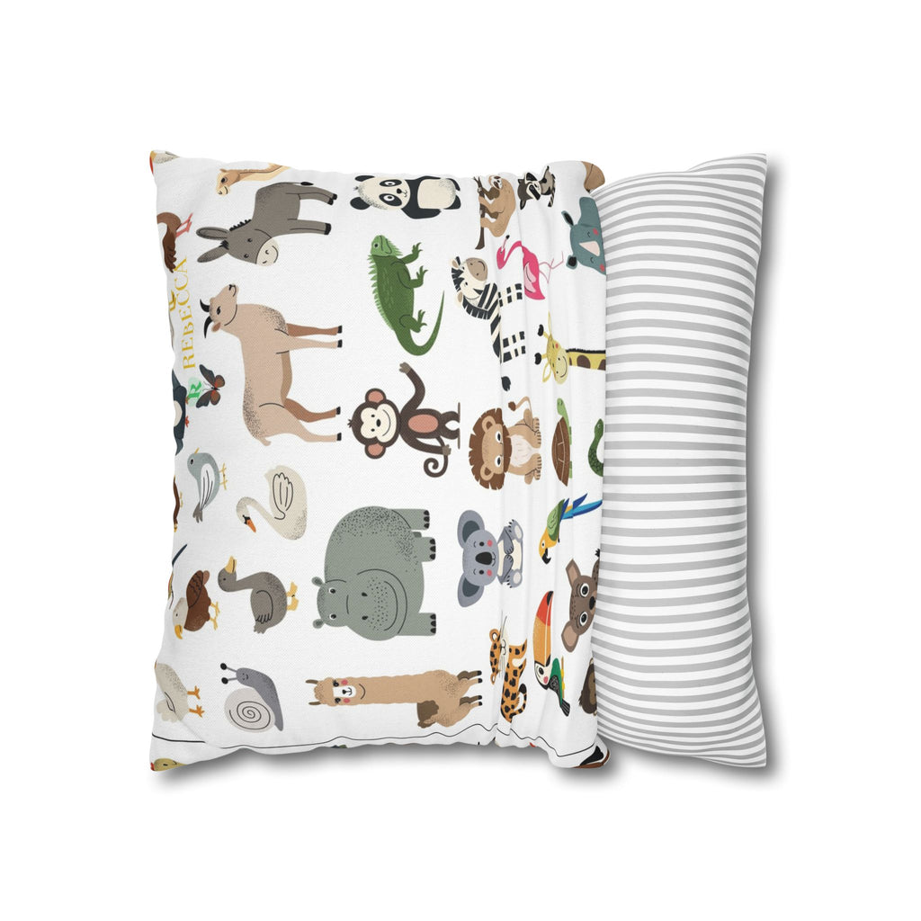 Animal Pattern Square Pillowcase — Cute Safari Critter Throw Pillow Cover
