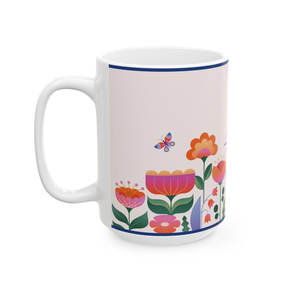 Personalized Floral Ceramic Mug – Custom Name Coffee Cup (11oz & 15oz)