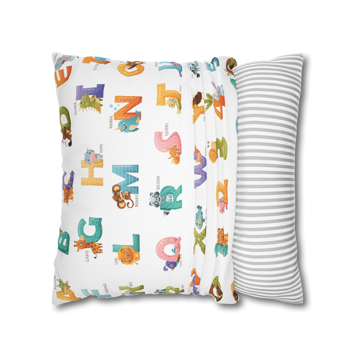 Alphabet Animal Kids Pillowcase – Colorful ABC & Numbers Nursery Cushion Cover
