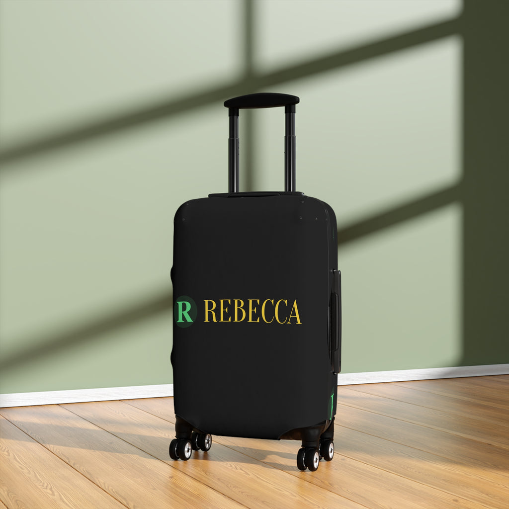 Personalized Rebecca Luggage Cover – Monogrammed Black Suitcase Protector