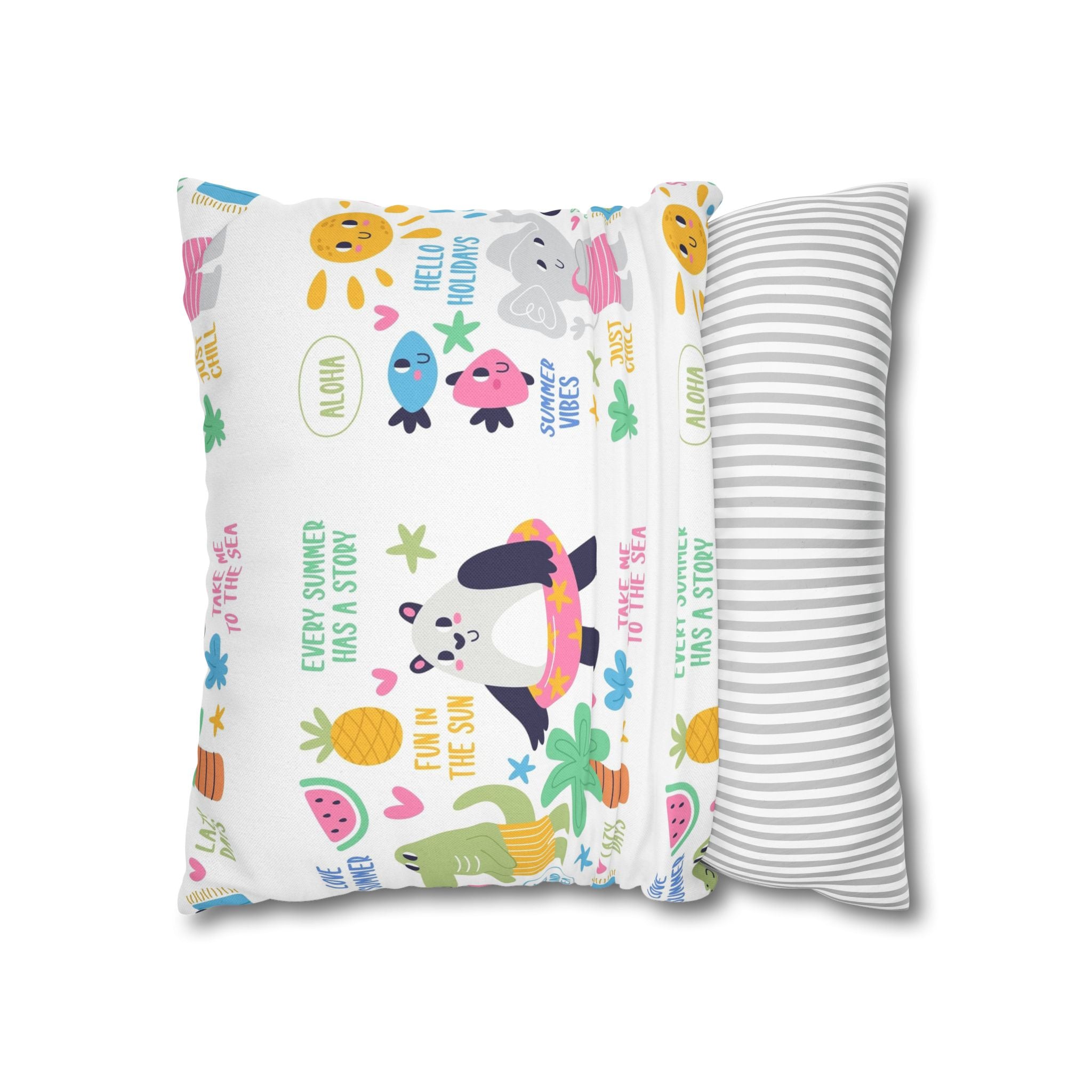 Cute Summer Animal Pattern Pillowcase — Personalized 'Rebecca' Tropical Throw Pillow Cover