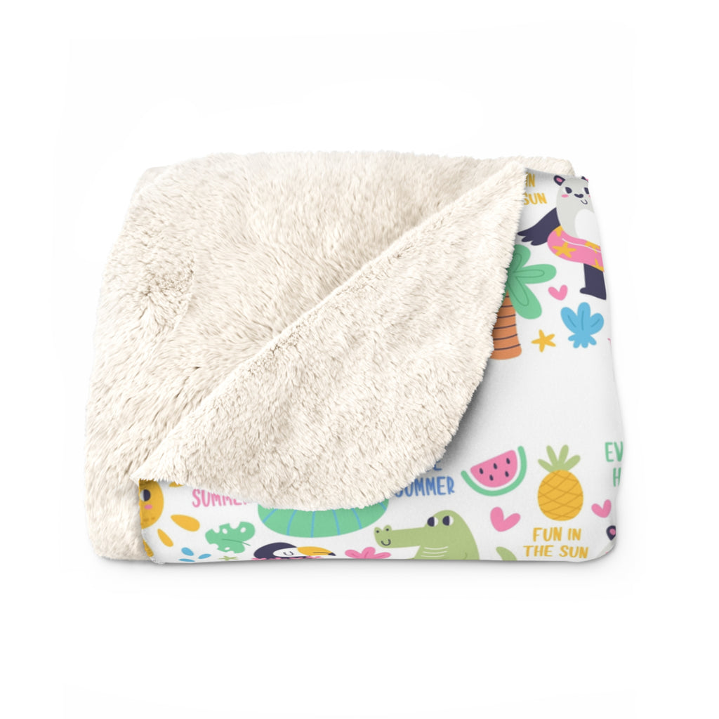 Sherpa Blanket – Cute Tropical Animals Pattern, Cozy Fleece Throw for Kids & Nursery