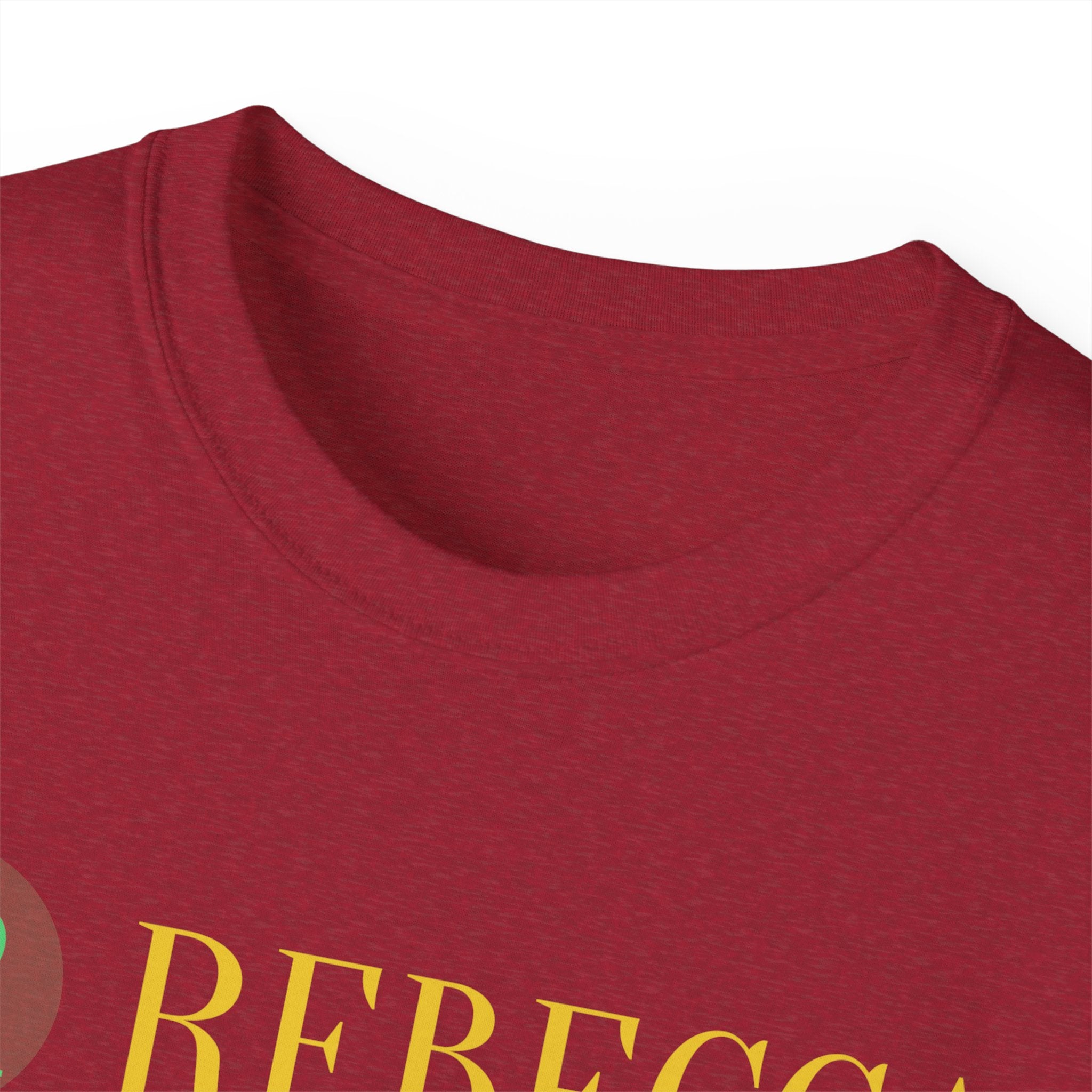 Personalized 'Rebecca' Name Tee — Simple Green & Gold Monogram T-Shirt
