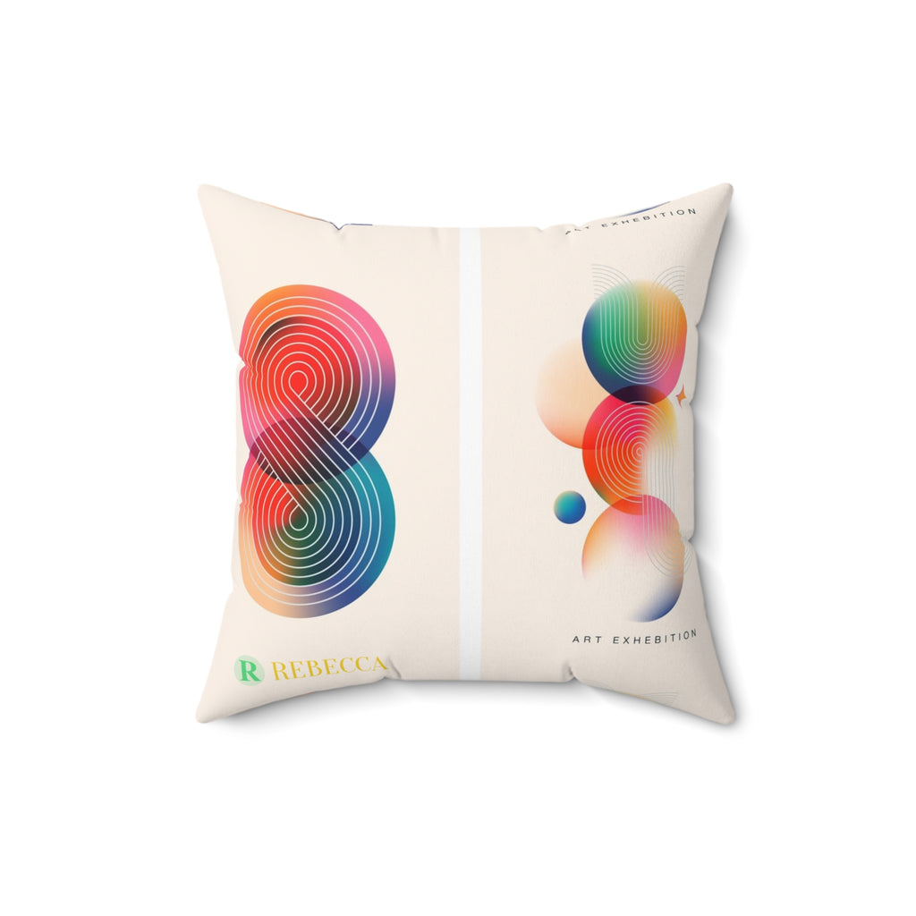 Abstract Rainbow Geometric Square Pillow — Modern Colorful Decorative Cushion