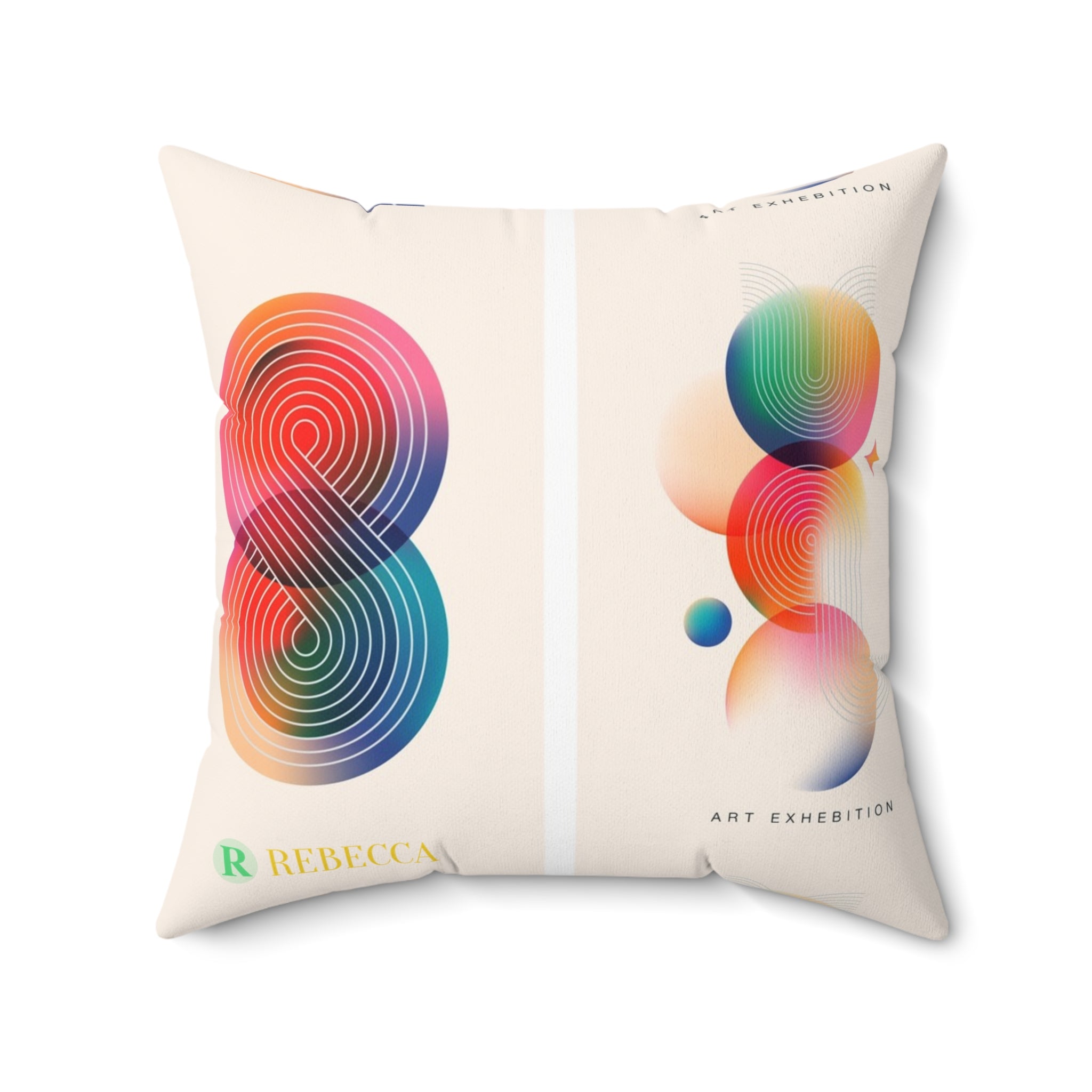 Abstract Rainbow Geometric Square Pillow — Modern Colorful Decorative Cushion