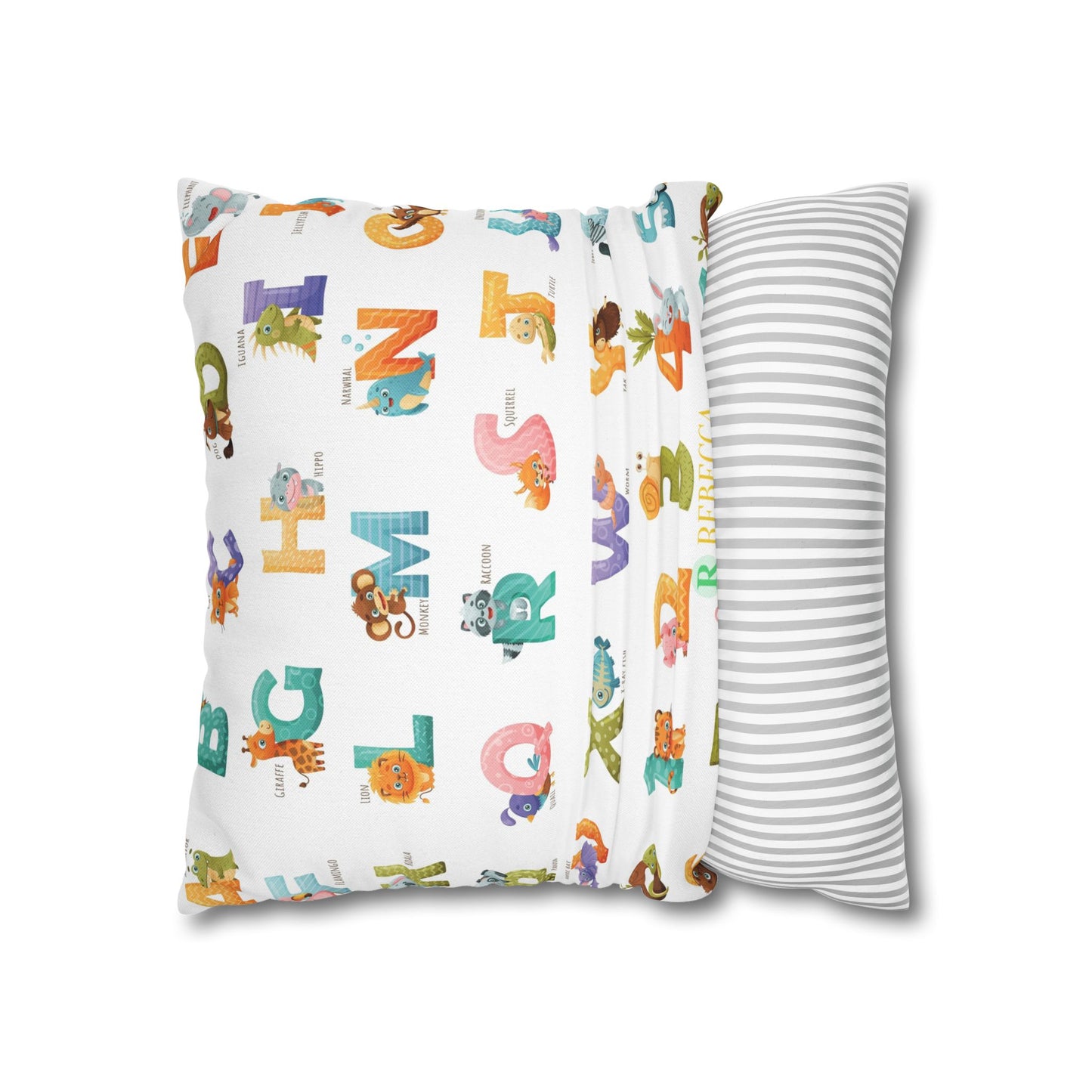 Alphabet Animal Kids Pillowcase – Colorful ABC & Numbers Nursery Cushion Cover