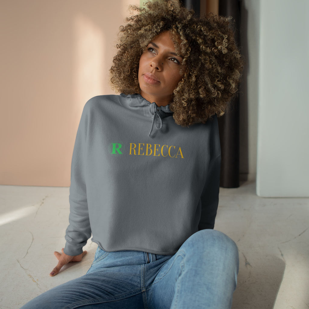 Personalized 'Rebecca' Crop Hoodie — Minimal Initial & Name Design, Casual Everyday Wear